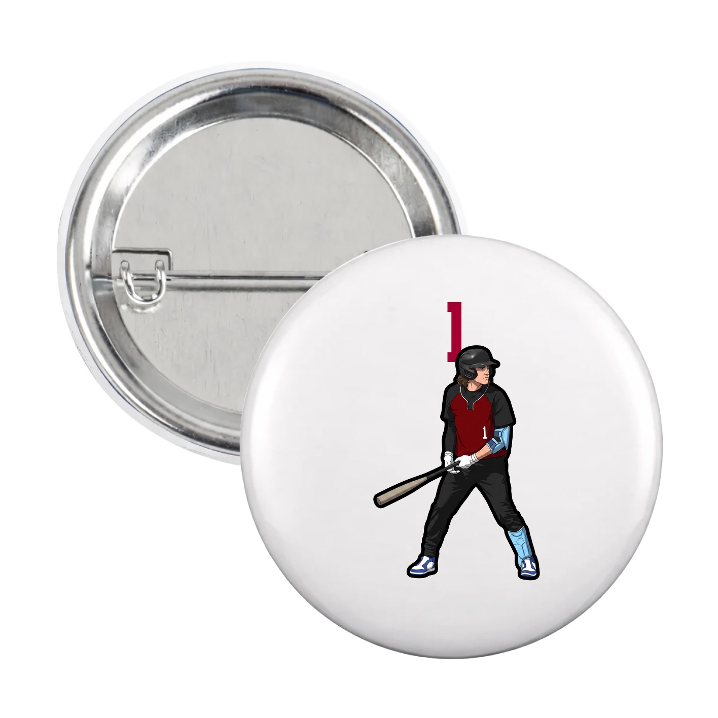 Game Day Button — Number Top in White