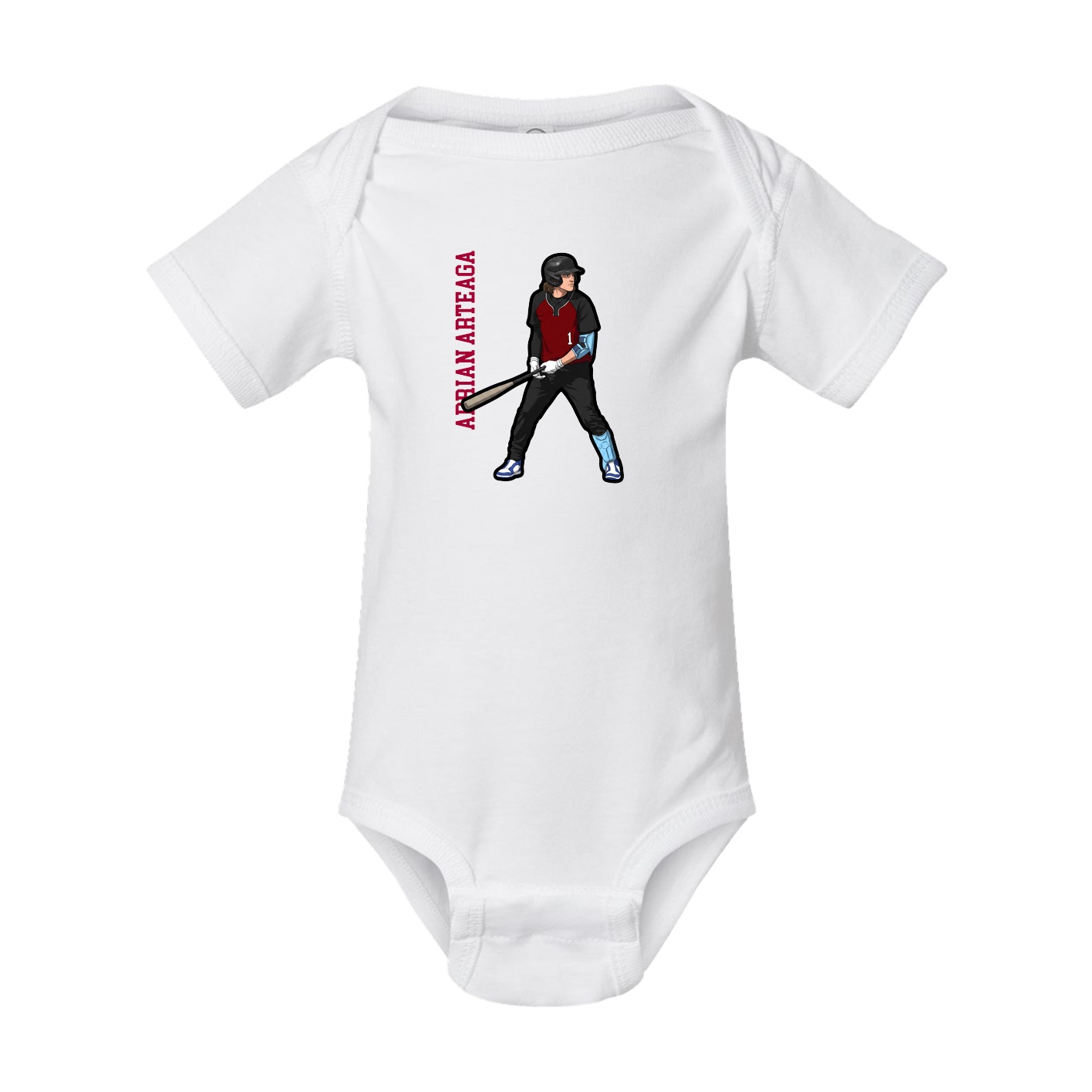 Baby Onesie — Name Vertical in White