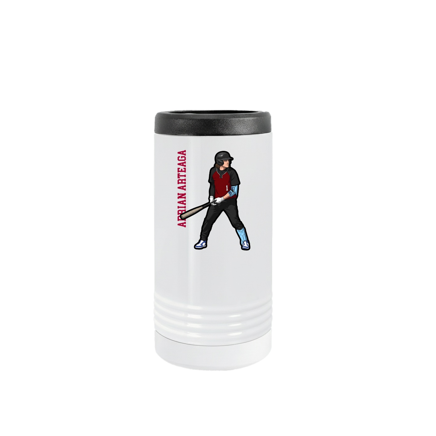 Slim Beverage Holder — Name Vertical in White