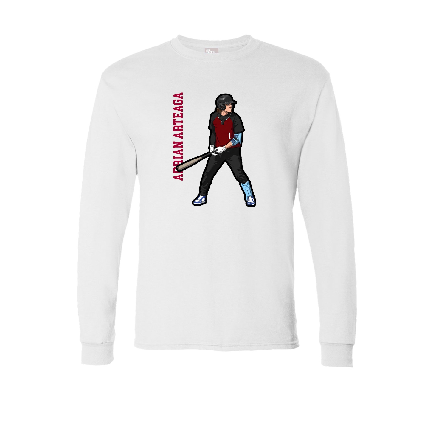 Long Sleeve Tee — Name Vertical in White