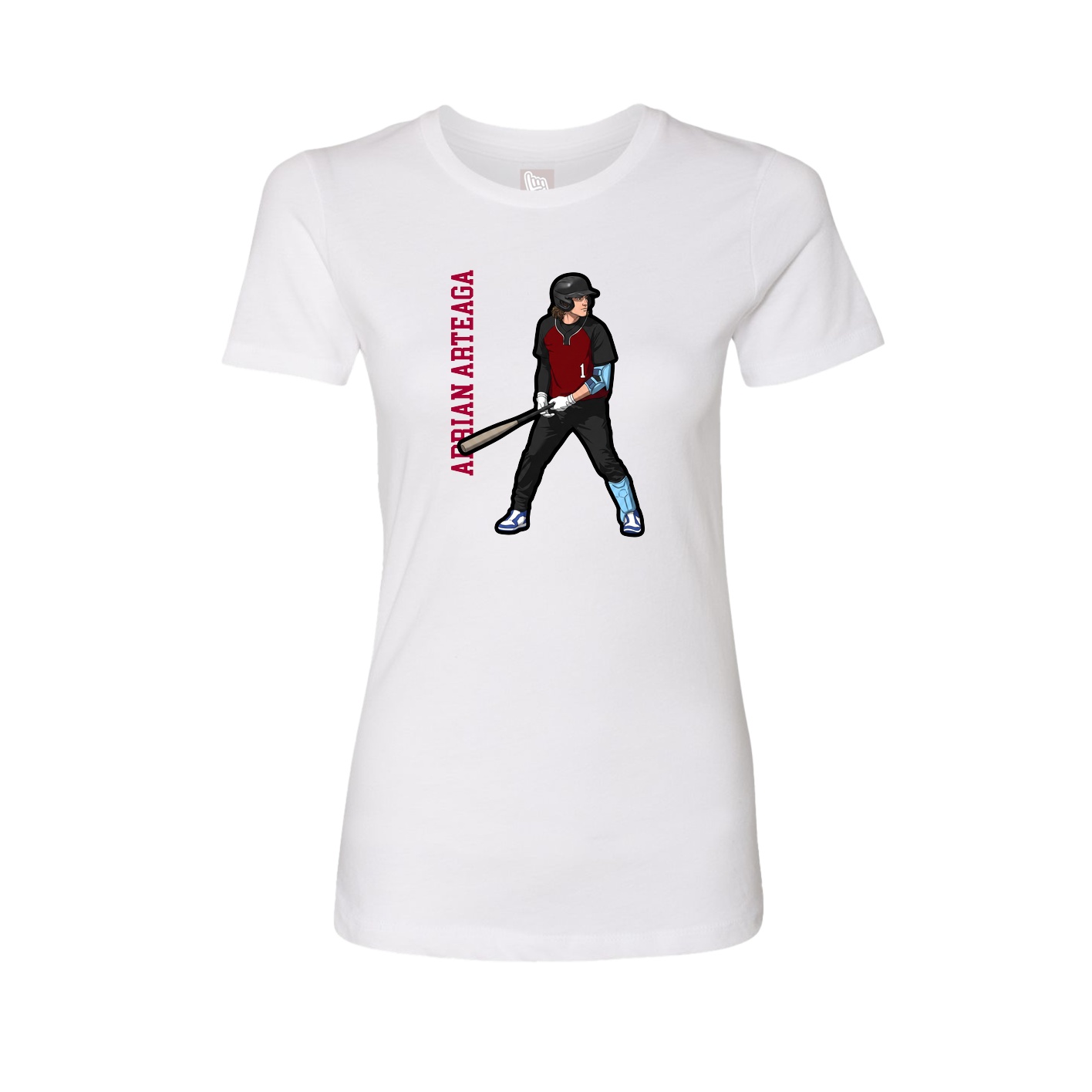 Fitted Women's Tee — Name Vertical in White