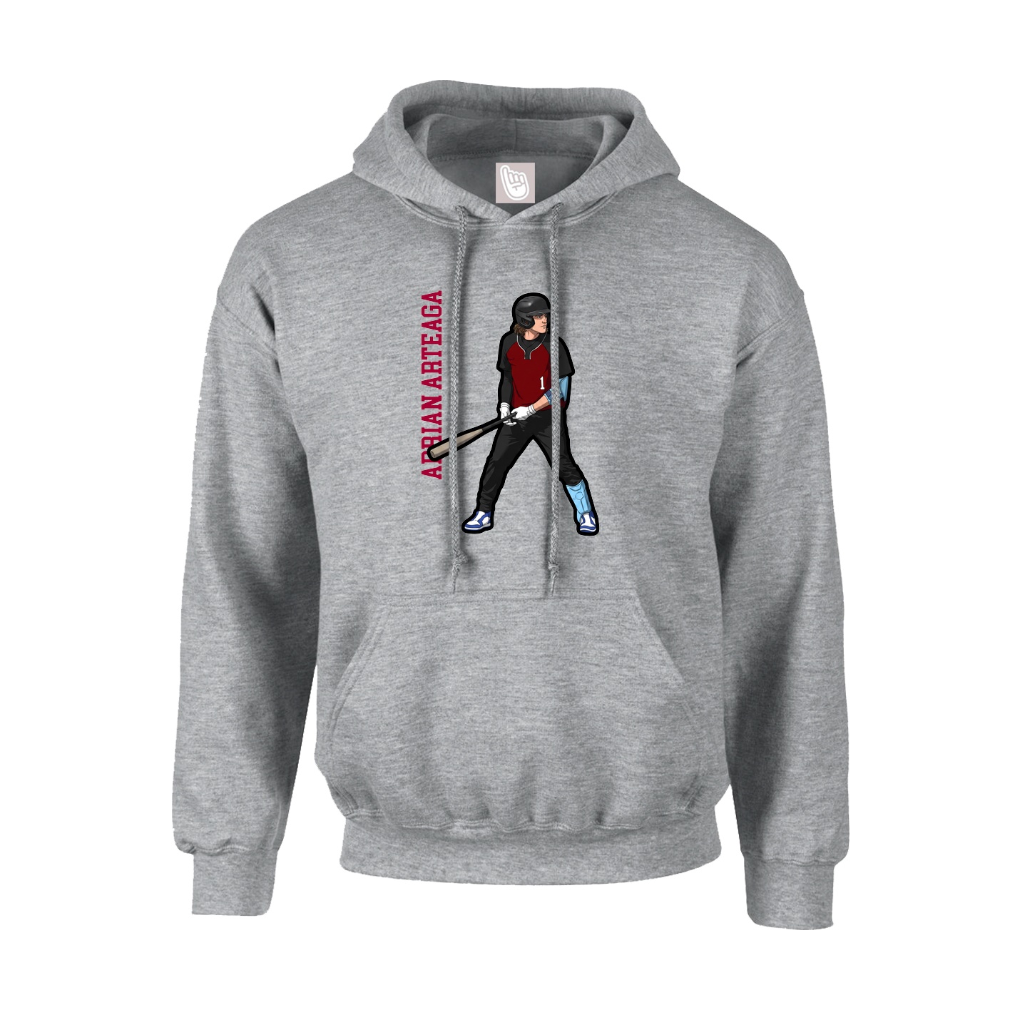 Youth Hoodie — Name Vertical in Grey