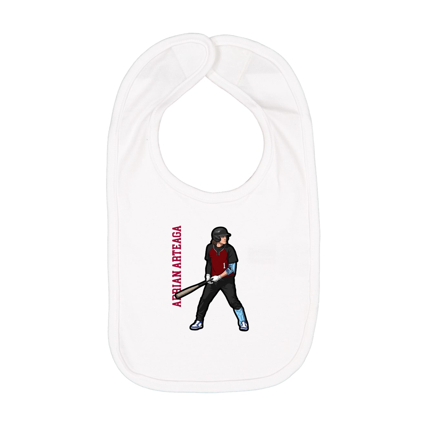Infant Bib — Name Vertical in White