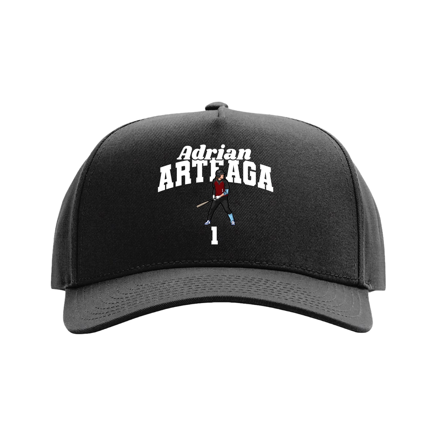 Full Fabric Five-Panel Champ Cap — Signature Arch in Black