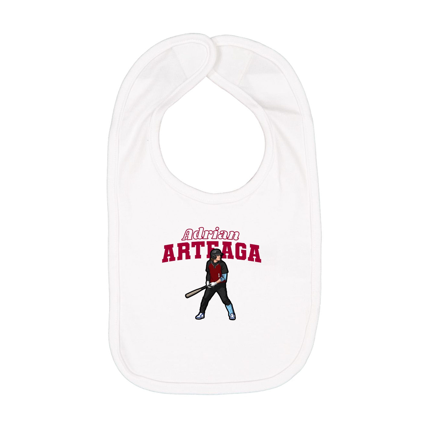 Infant Bib — Name Arch in White