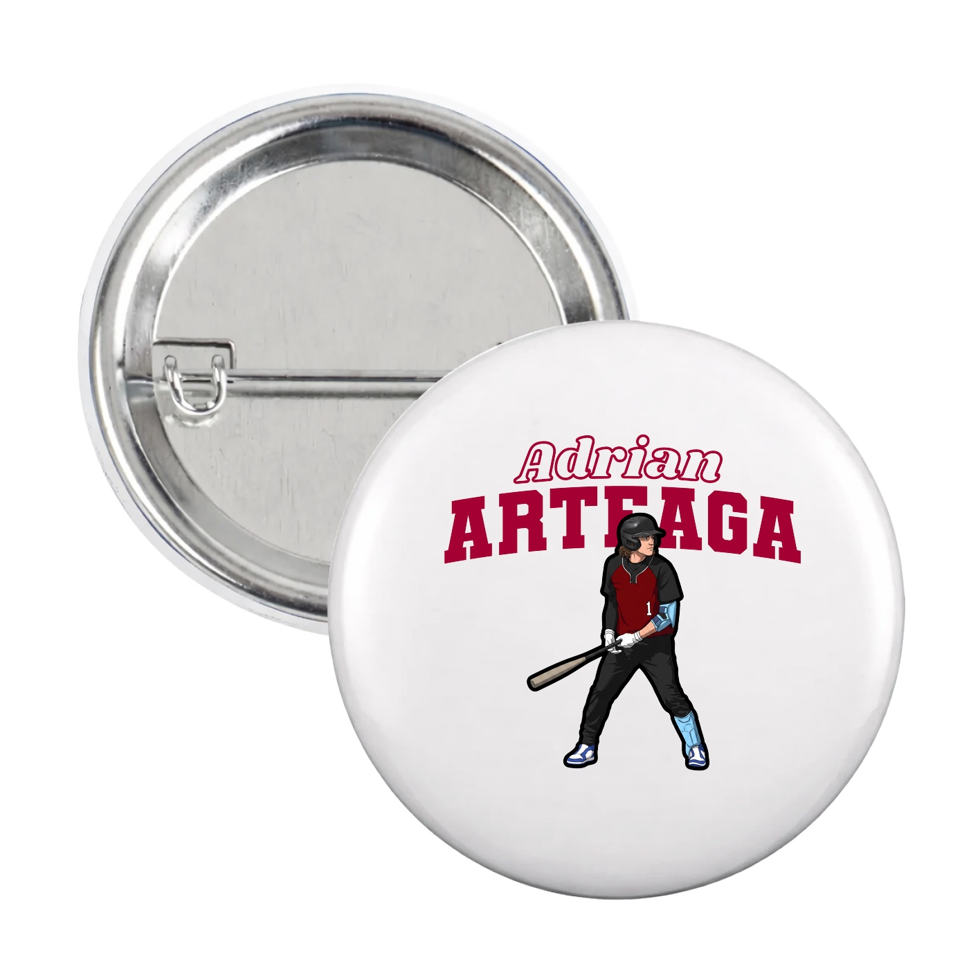 Game Day Button — Name Arch in White