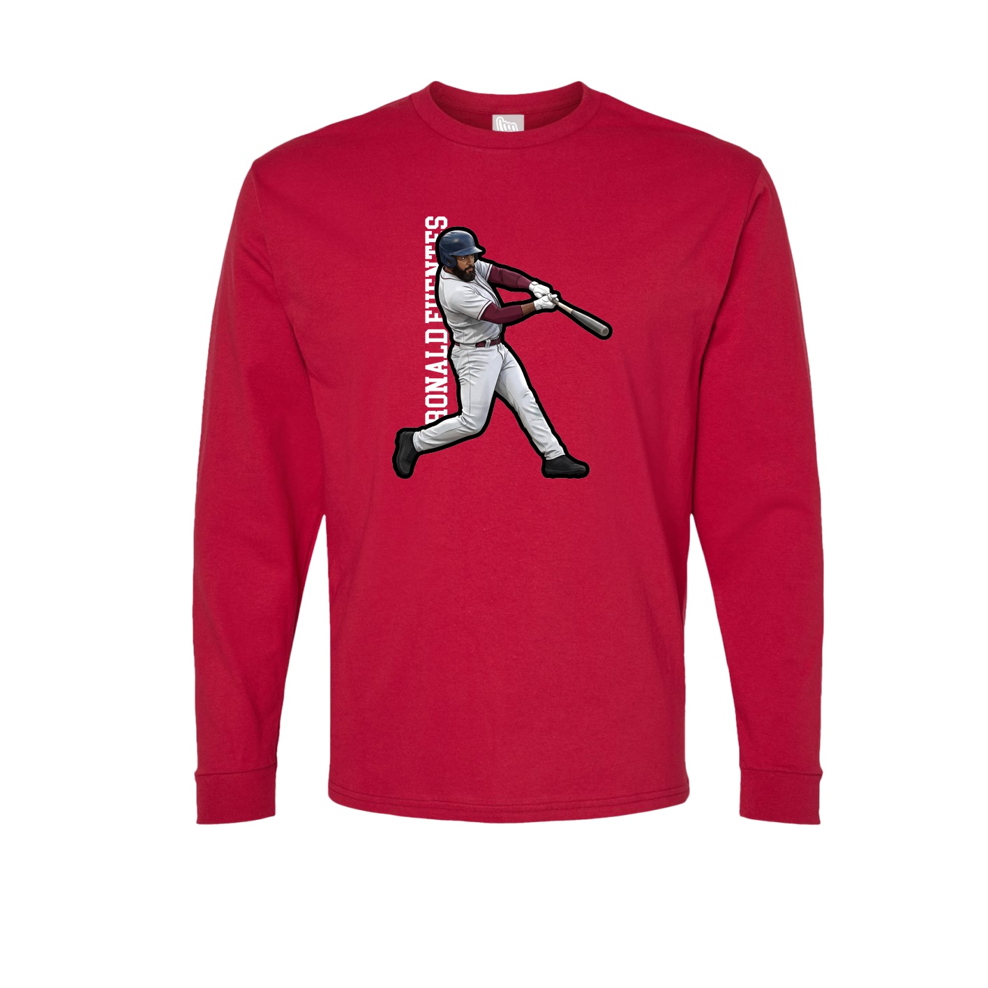 Long Sleeve Tee — Name Vertical in Crimson