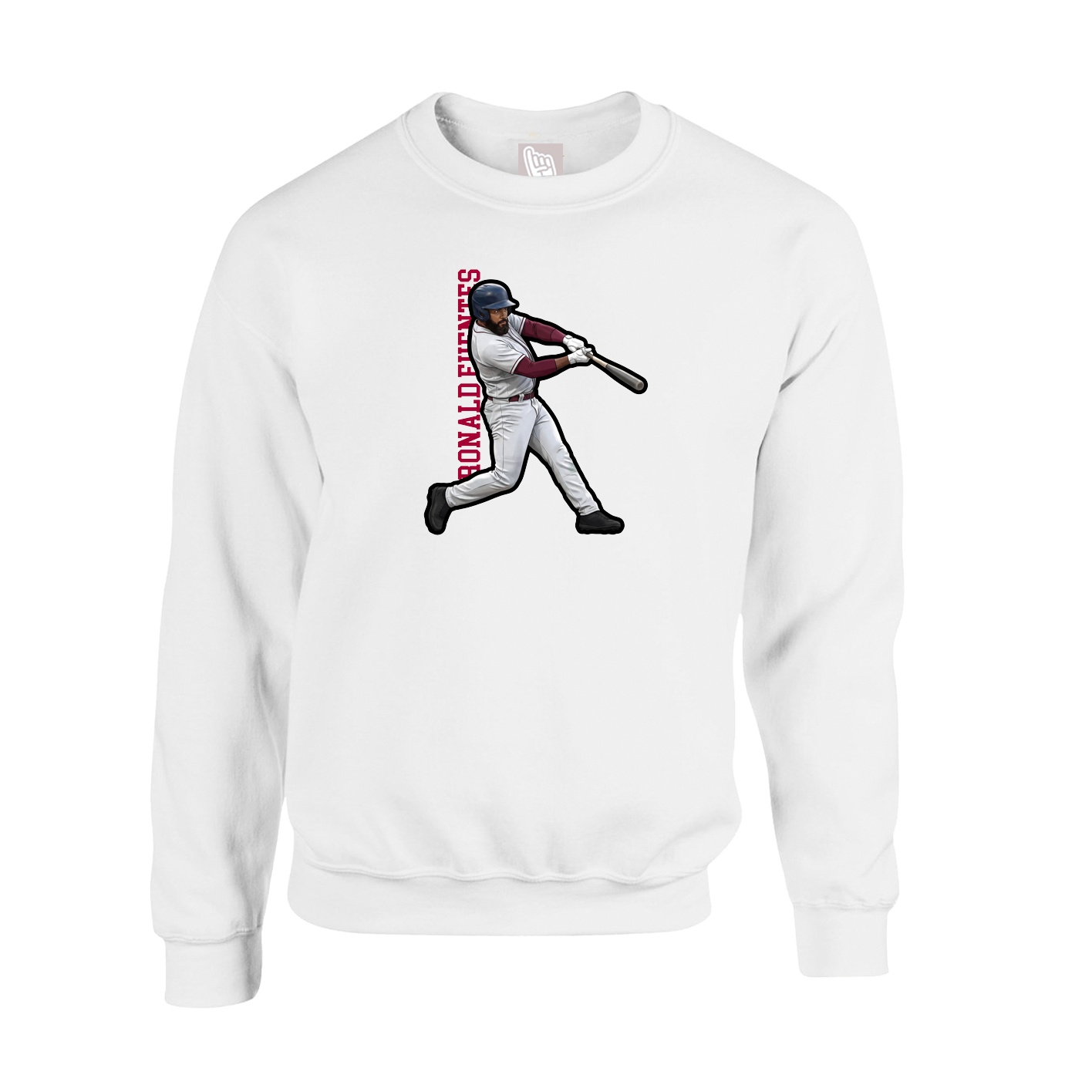 Fleece Crew — Name Vertical in White