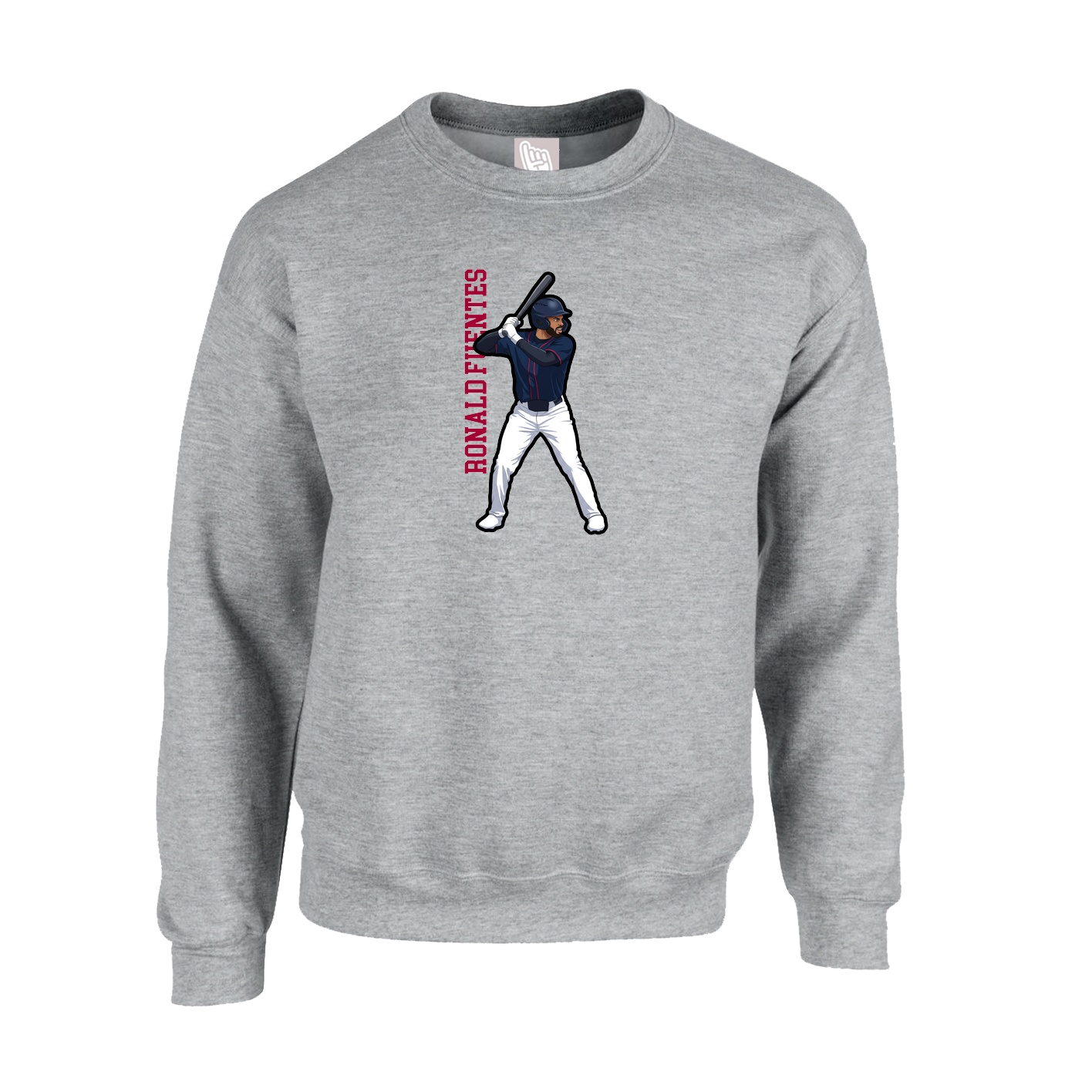 Fleece Crew — Name Vertical in Grey
