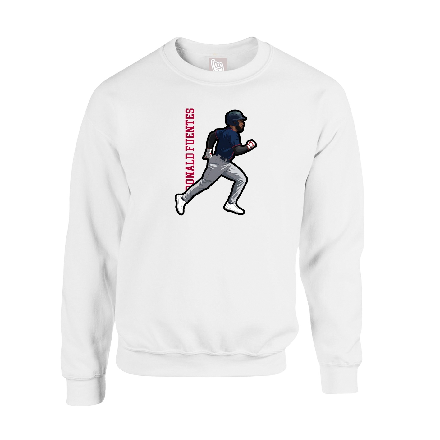 Fleece Crew — Name Vertical in White