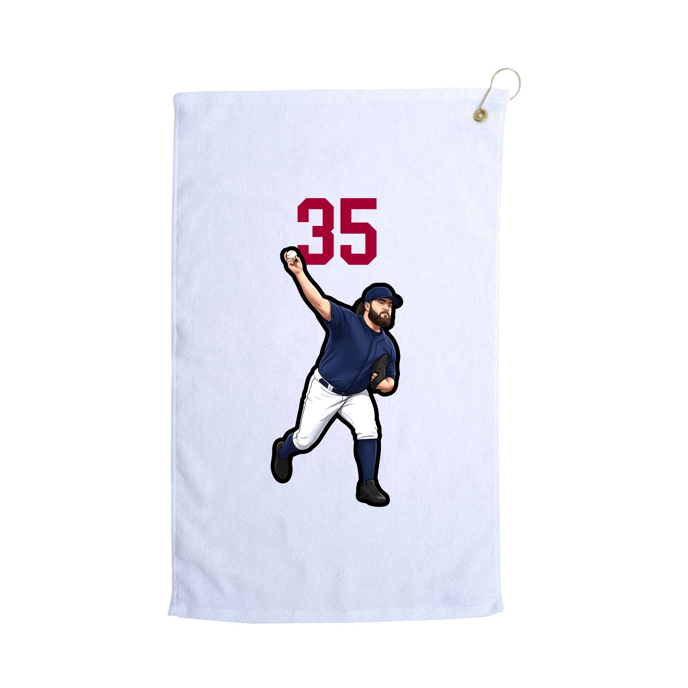 Golf Towel — Number Top in White