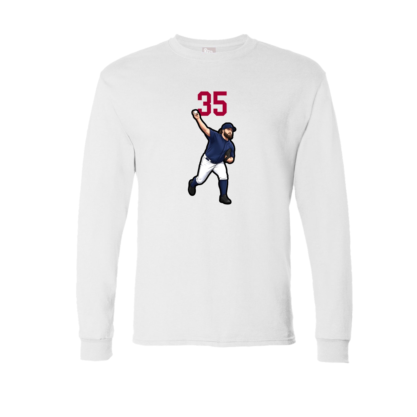 Long Sleeve Tee — Number Top in White