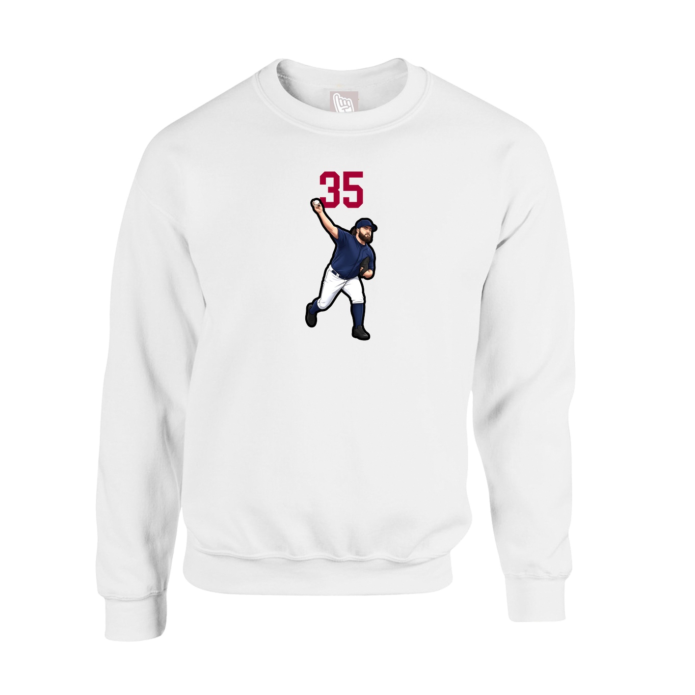 Fleece Crew — Number Top in White