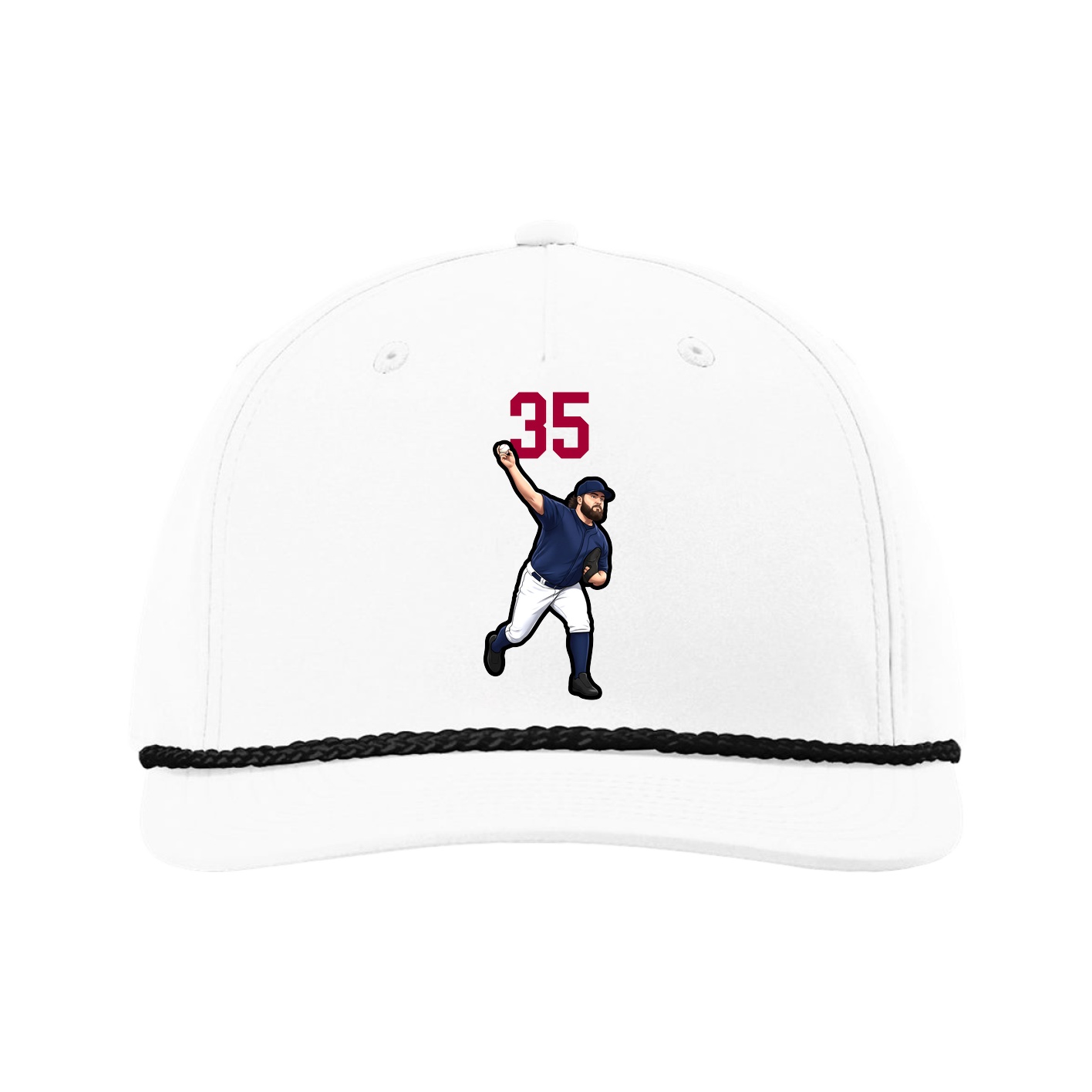 Five-Panel Classic Rope Cap — Number Top in White