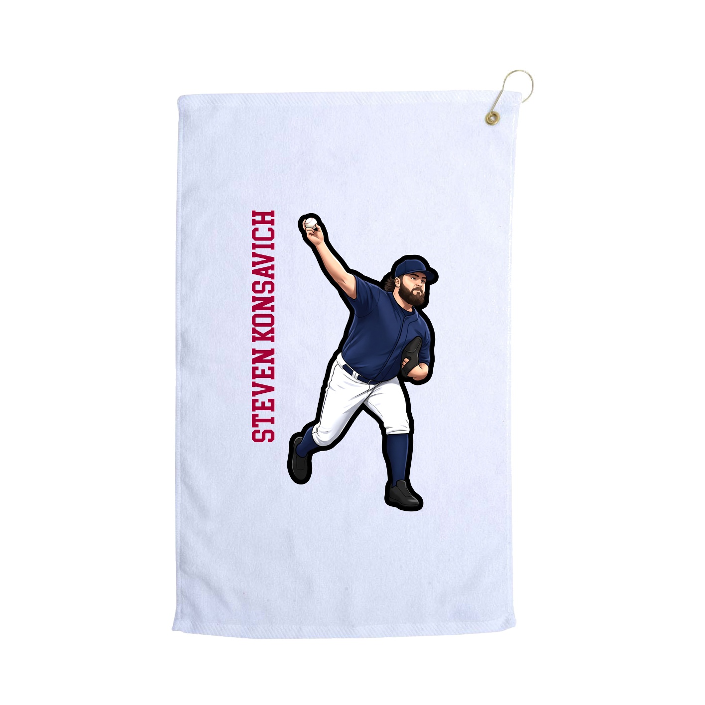 Golf Towel — Name Vertical in White