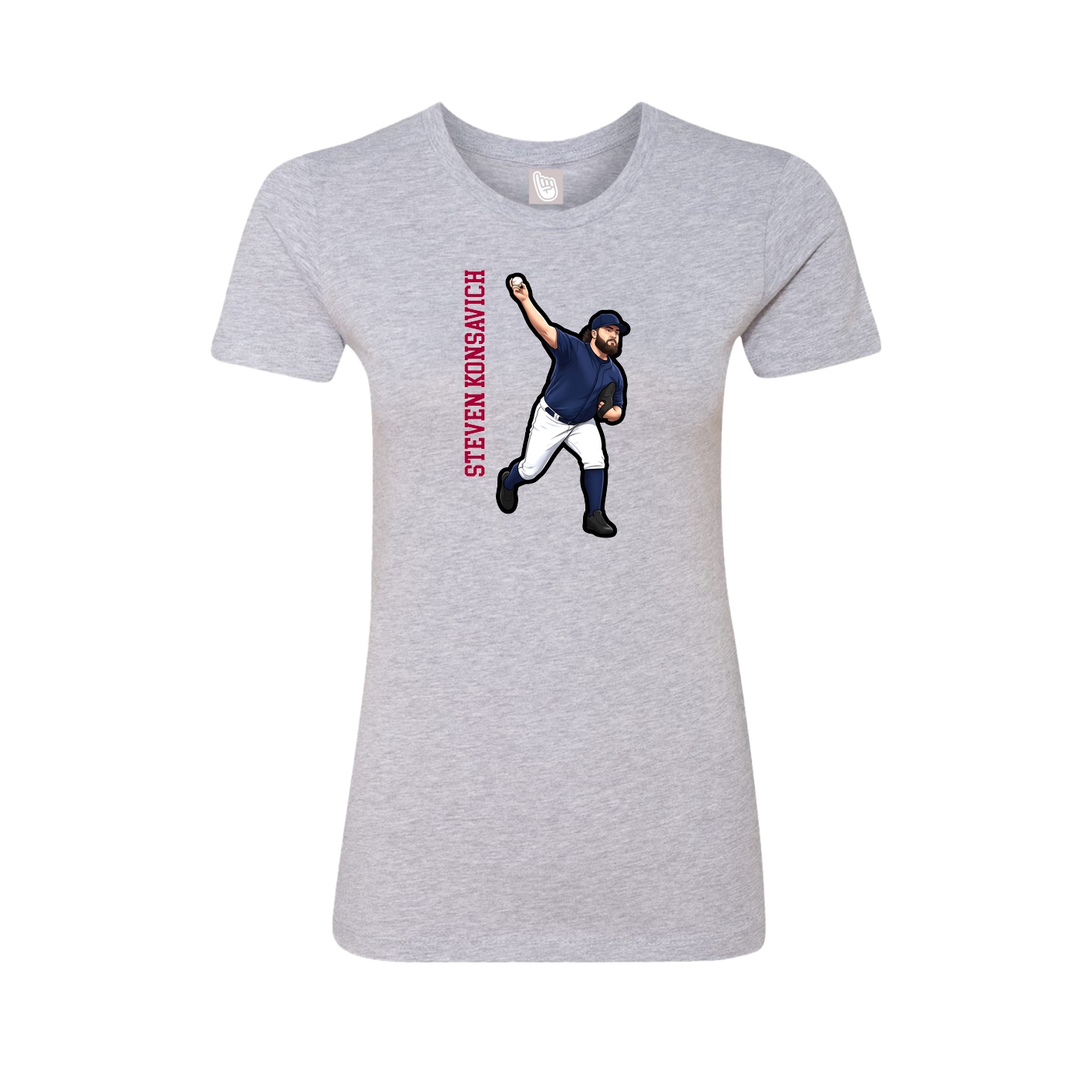 Fitted Women's Tee — Name Vertical in Grey