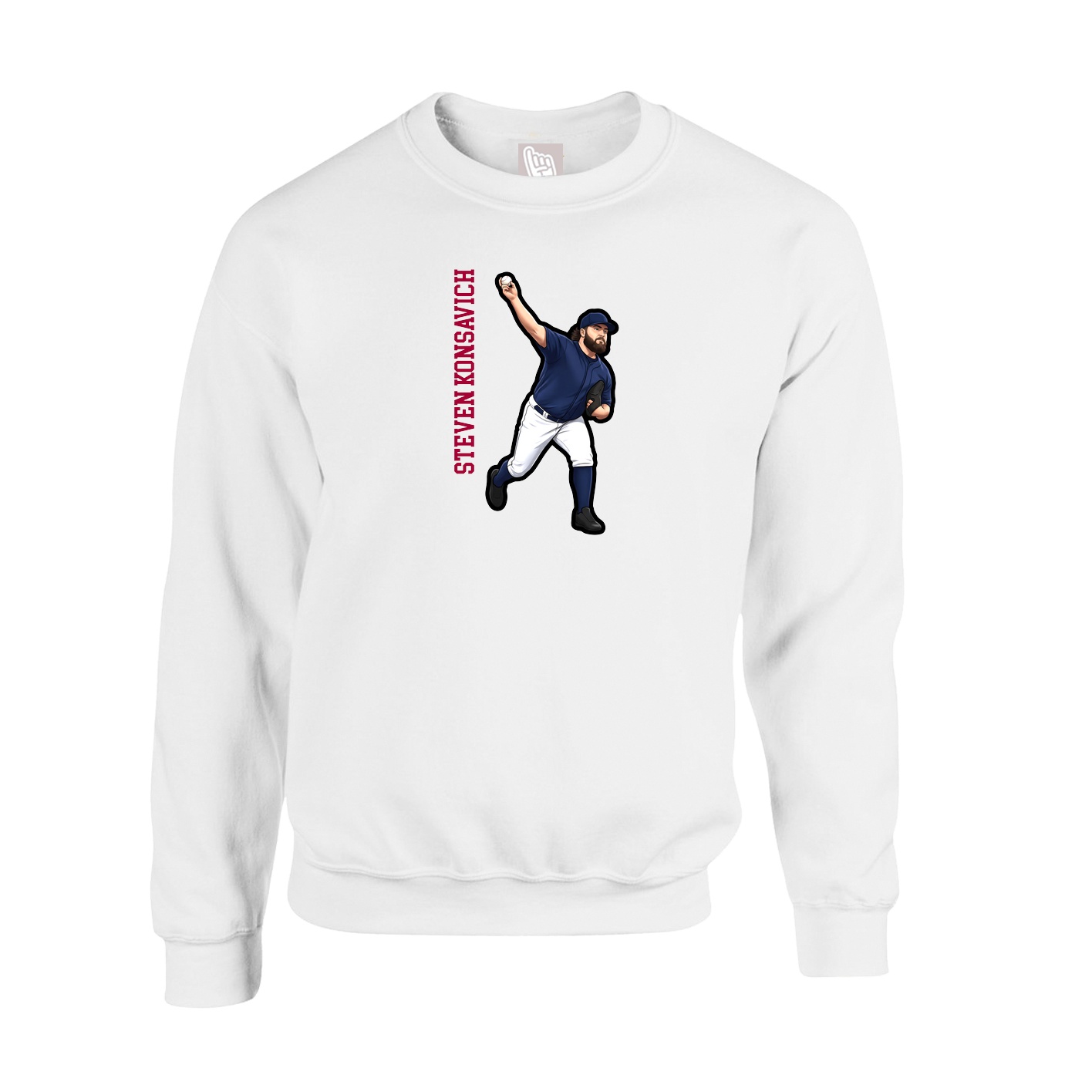 Fleece Crew — Name Vertical in White
