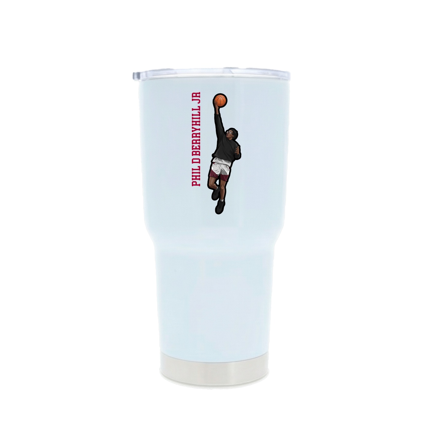 30oz Stainless Steel Tumbler — Name Vertical in White