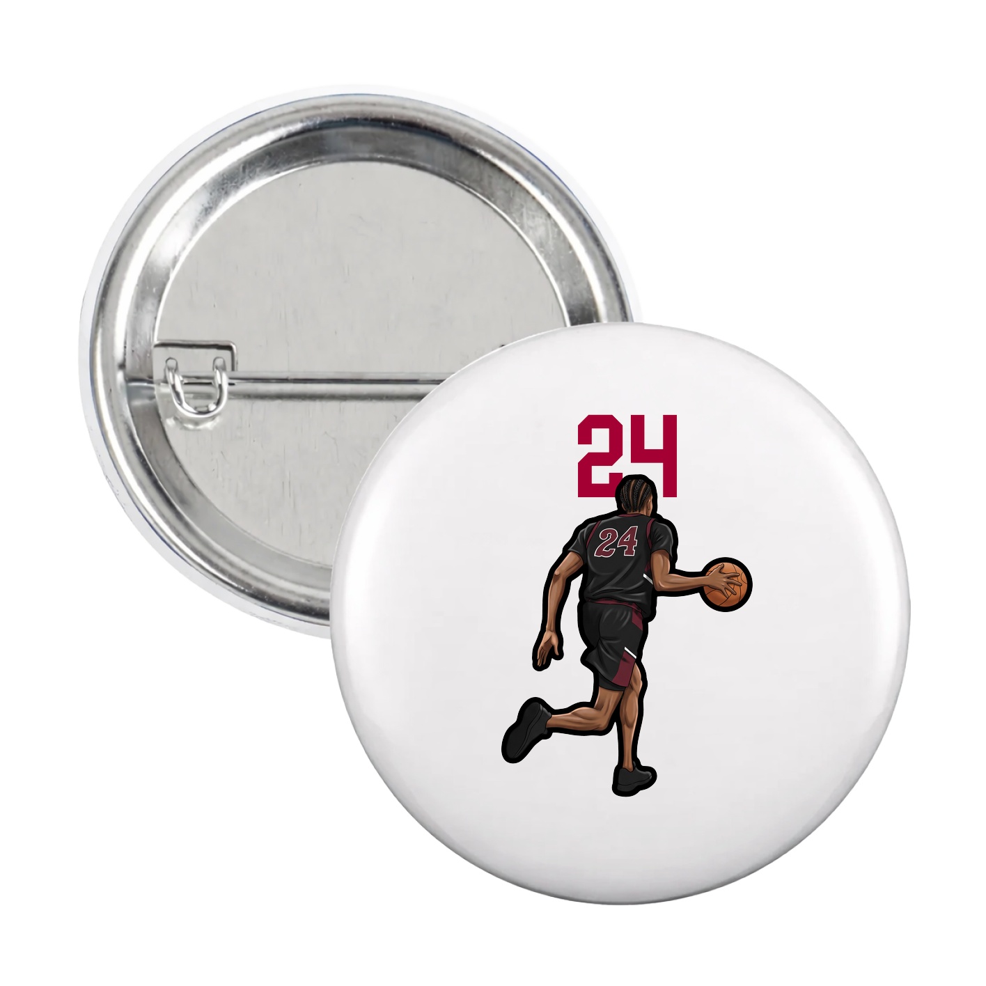 Game Day Button — Number Top in White