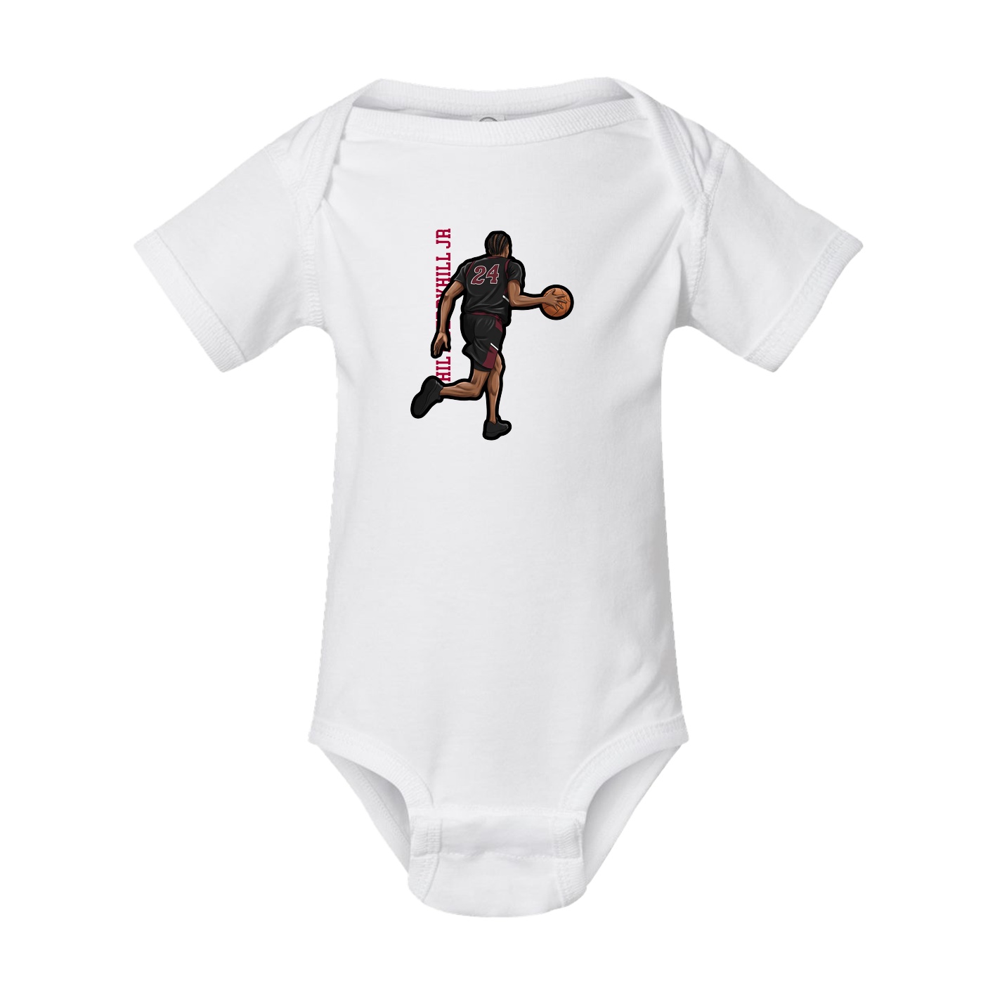 Baby Onesie — Name Vertical in White