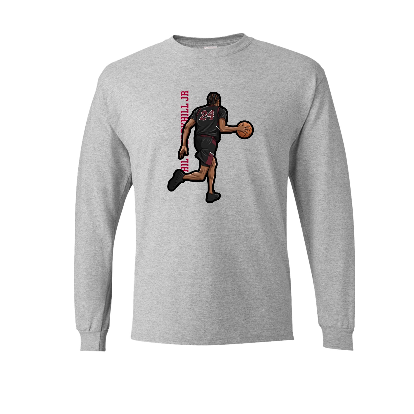 Long Sleeve Tee — Name Vertical in Grey