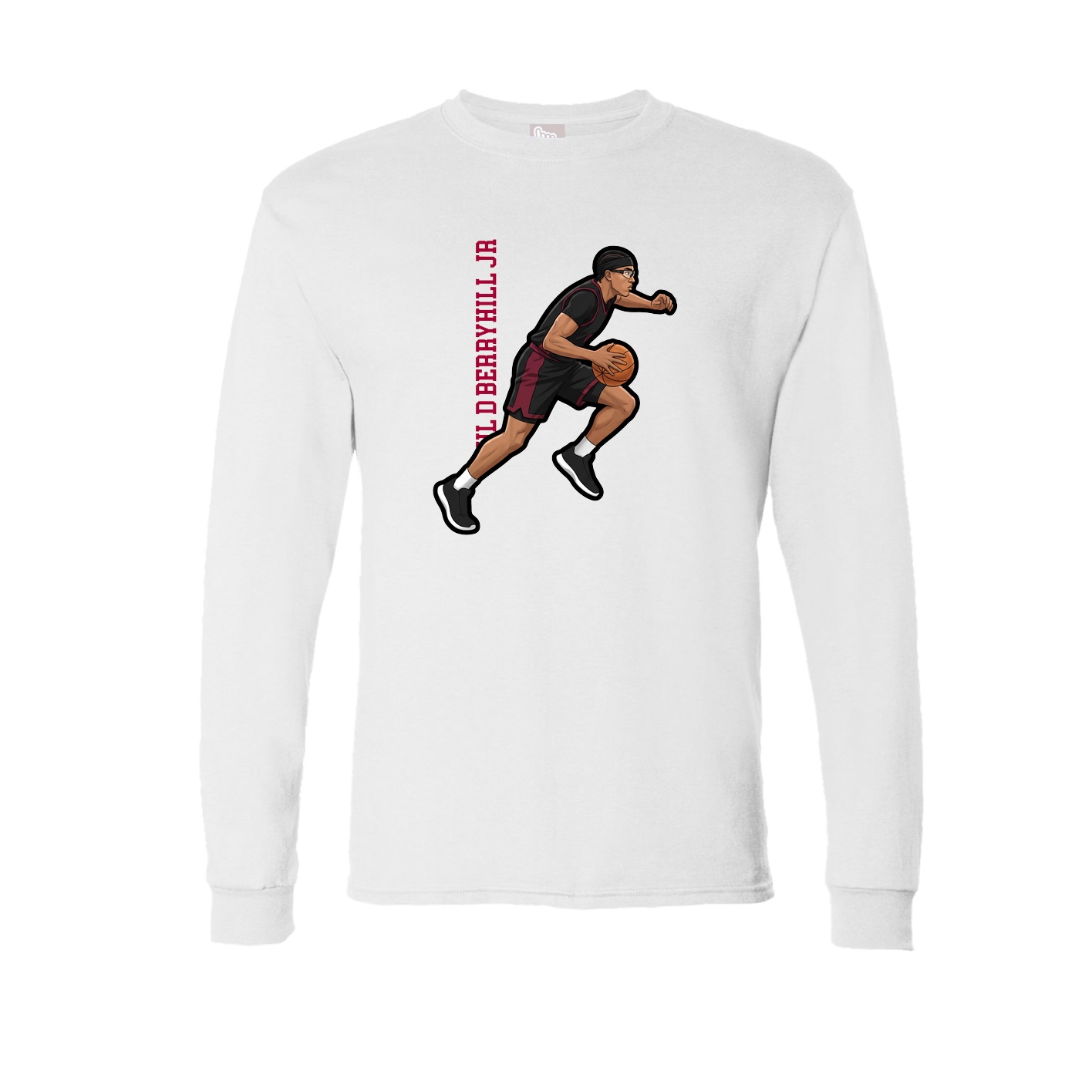 Long Sleeve Tee — Name Vertical in White