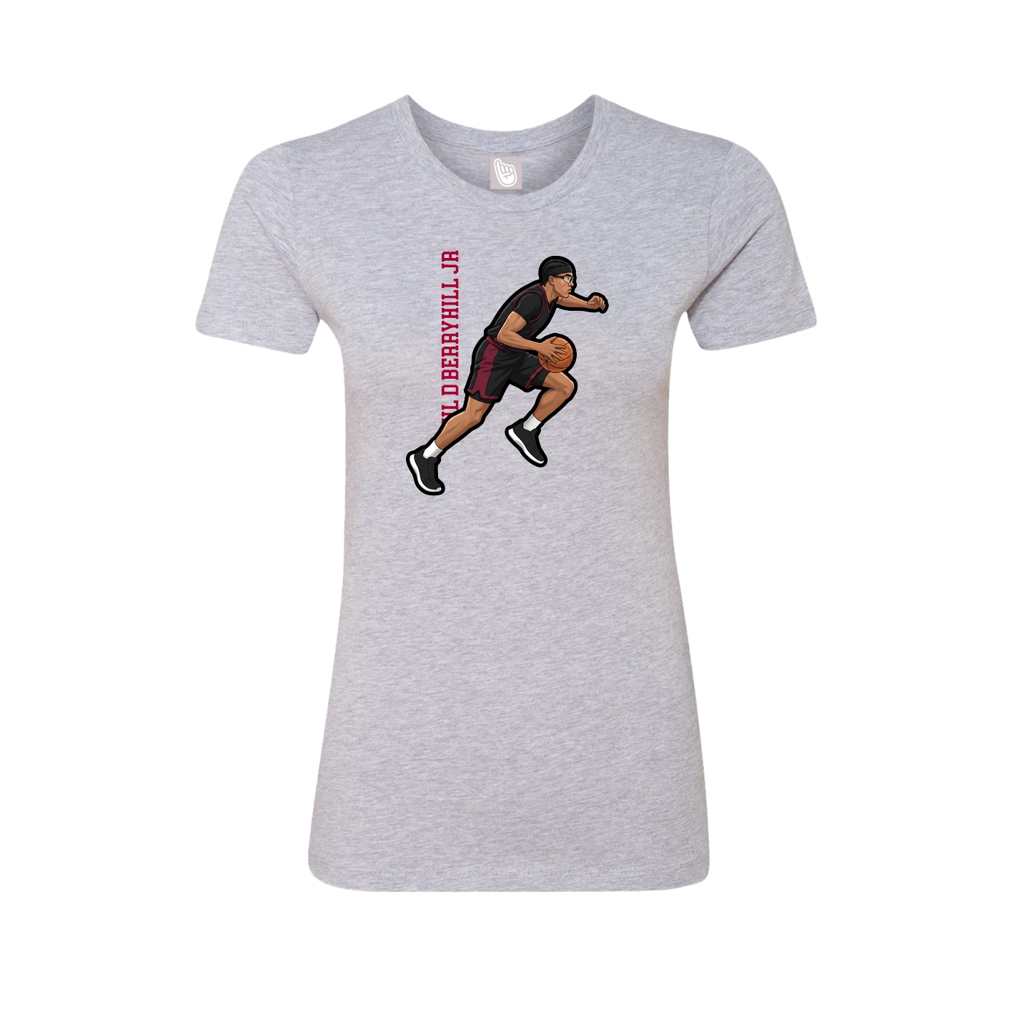 Fitted Women's Tee — Name Vertical in Grey