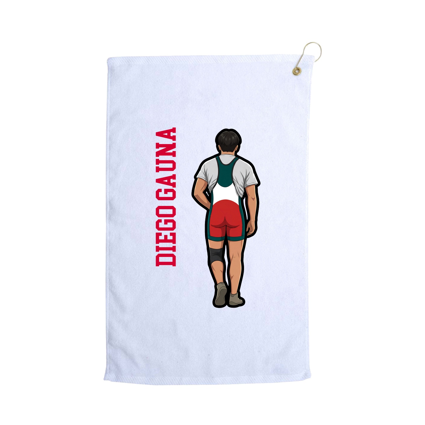 Golf Towel — Name Vertical in White