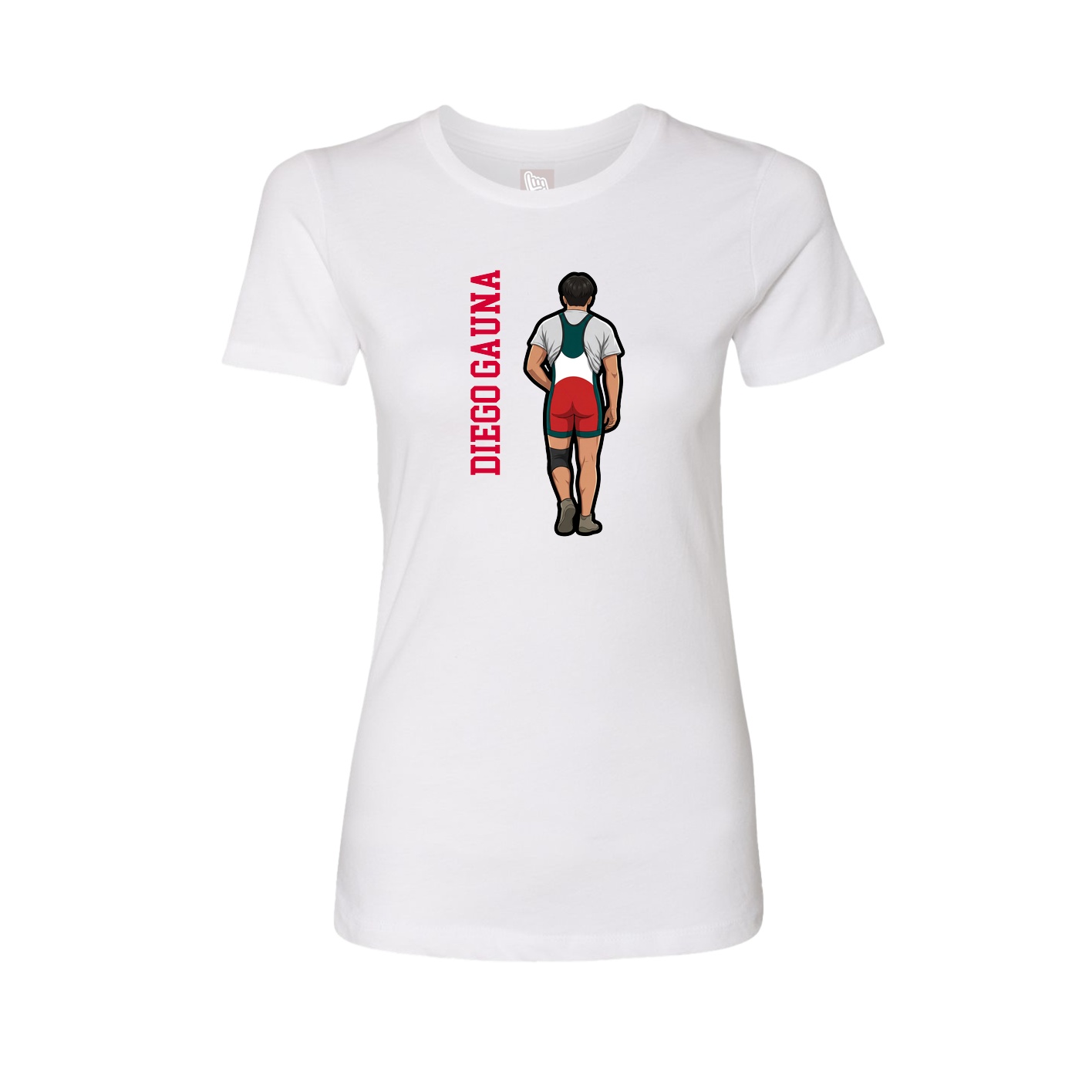 Fitted Women's Tee — Name Vertical in White