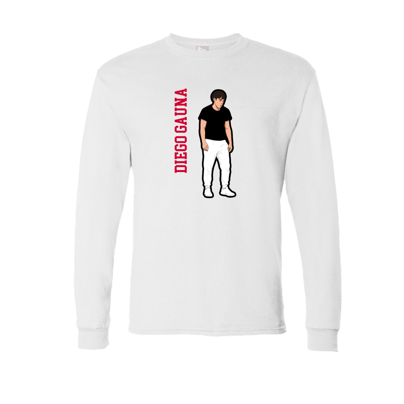 Long Sleeve Tee — Name Vertical in White