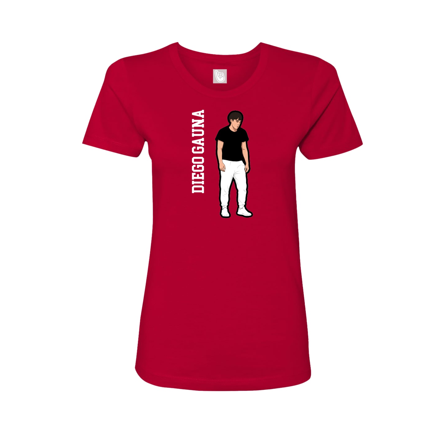 Fitted Women's Tee — Name Vertical in Red