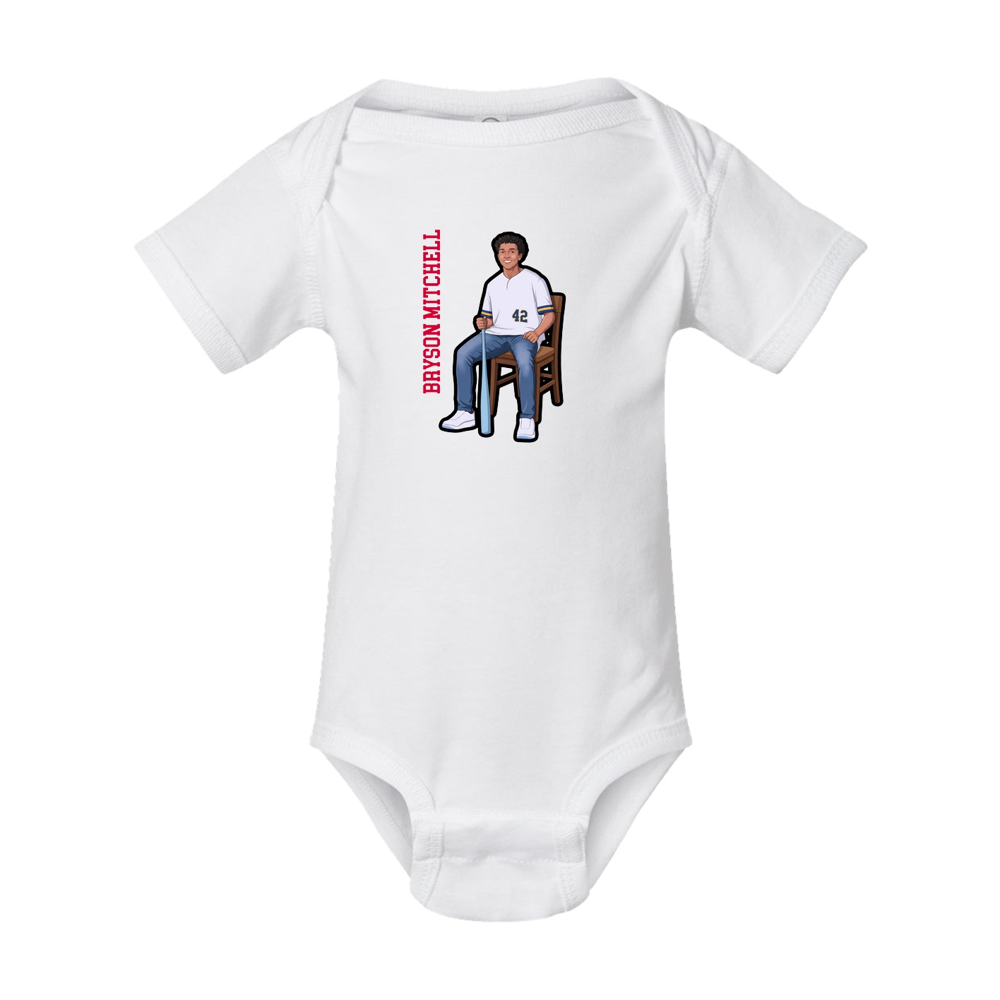 Baby Onesie — Name Vertical in White