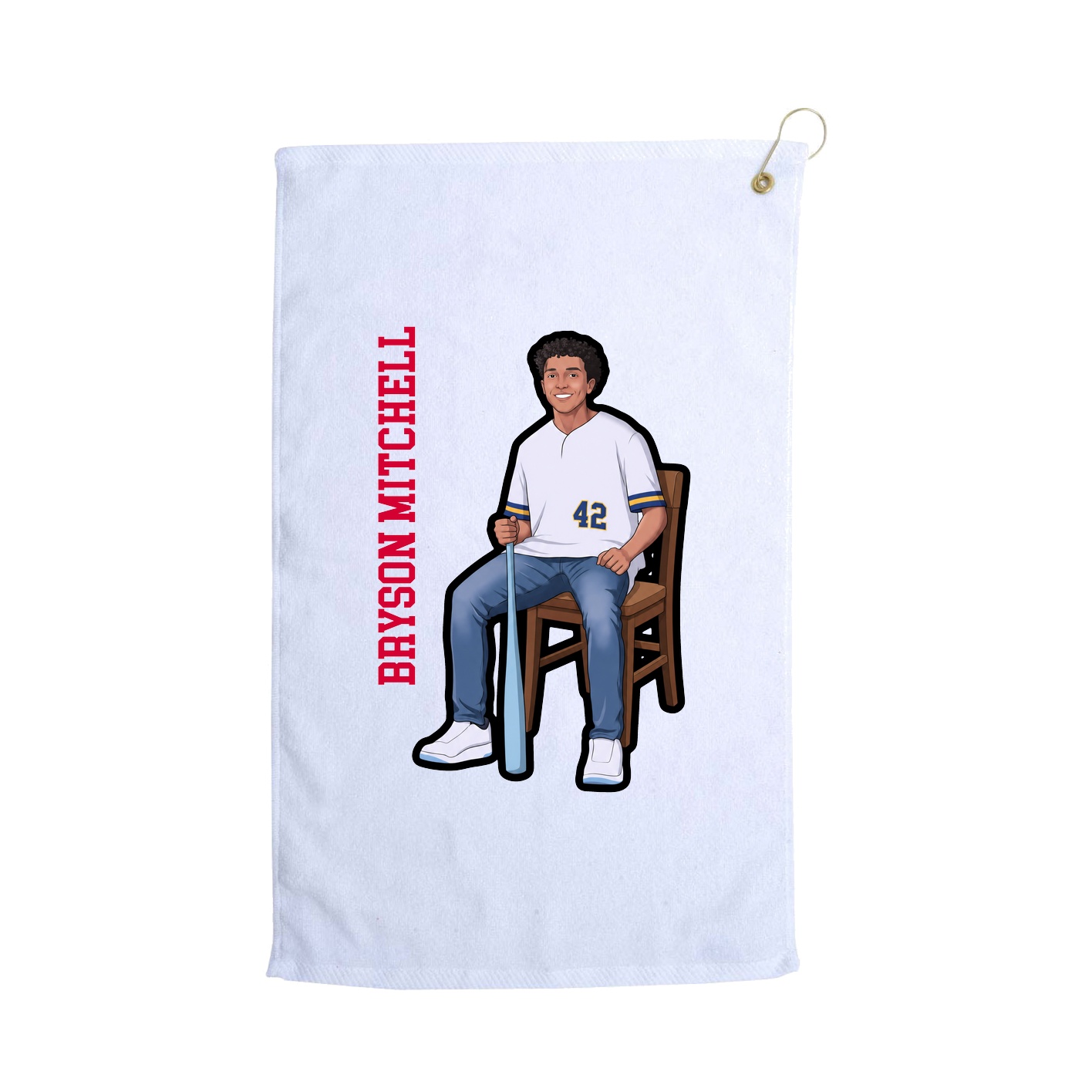 Golf Towel — Name Vertical in White