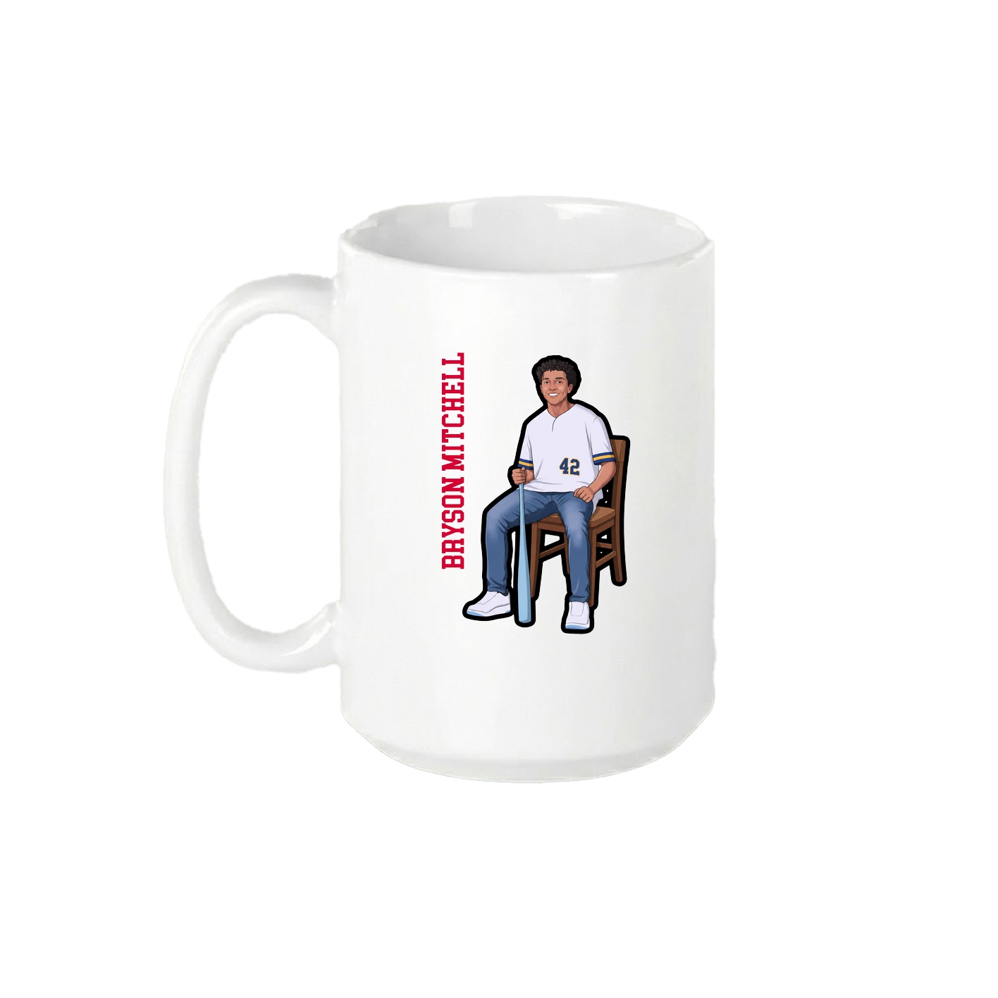 15oz Coffee Mug — Name Vertical in White