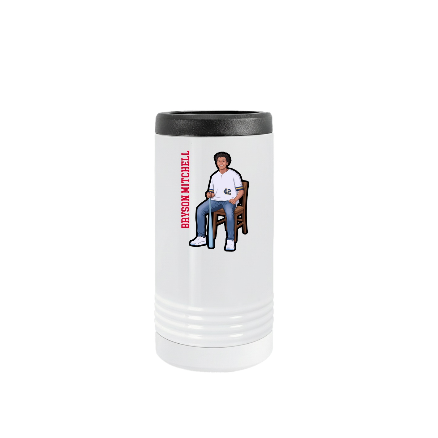 Slim Beverage Holder — Name Vertical in White