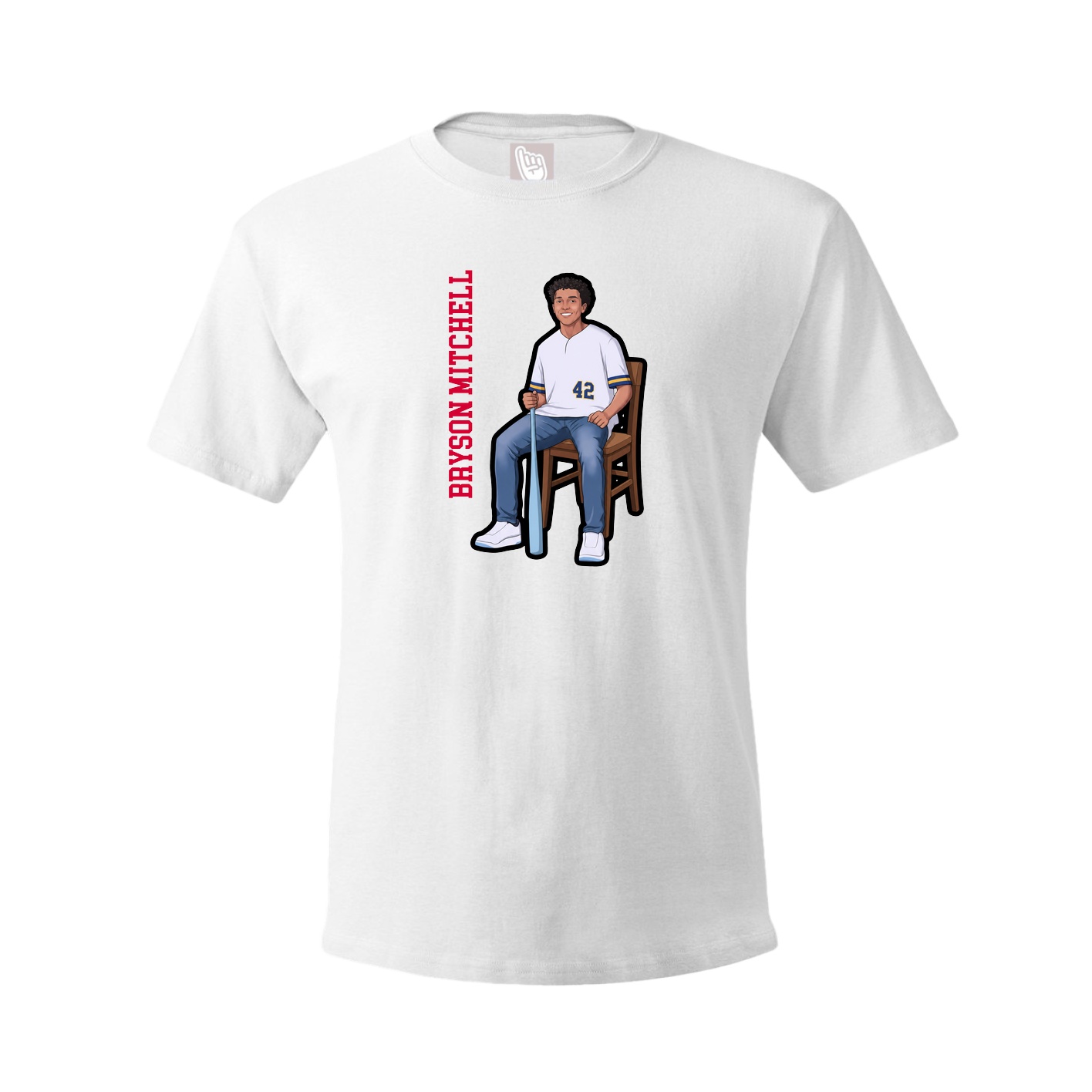 Youth Tee — Name Vertical in White