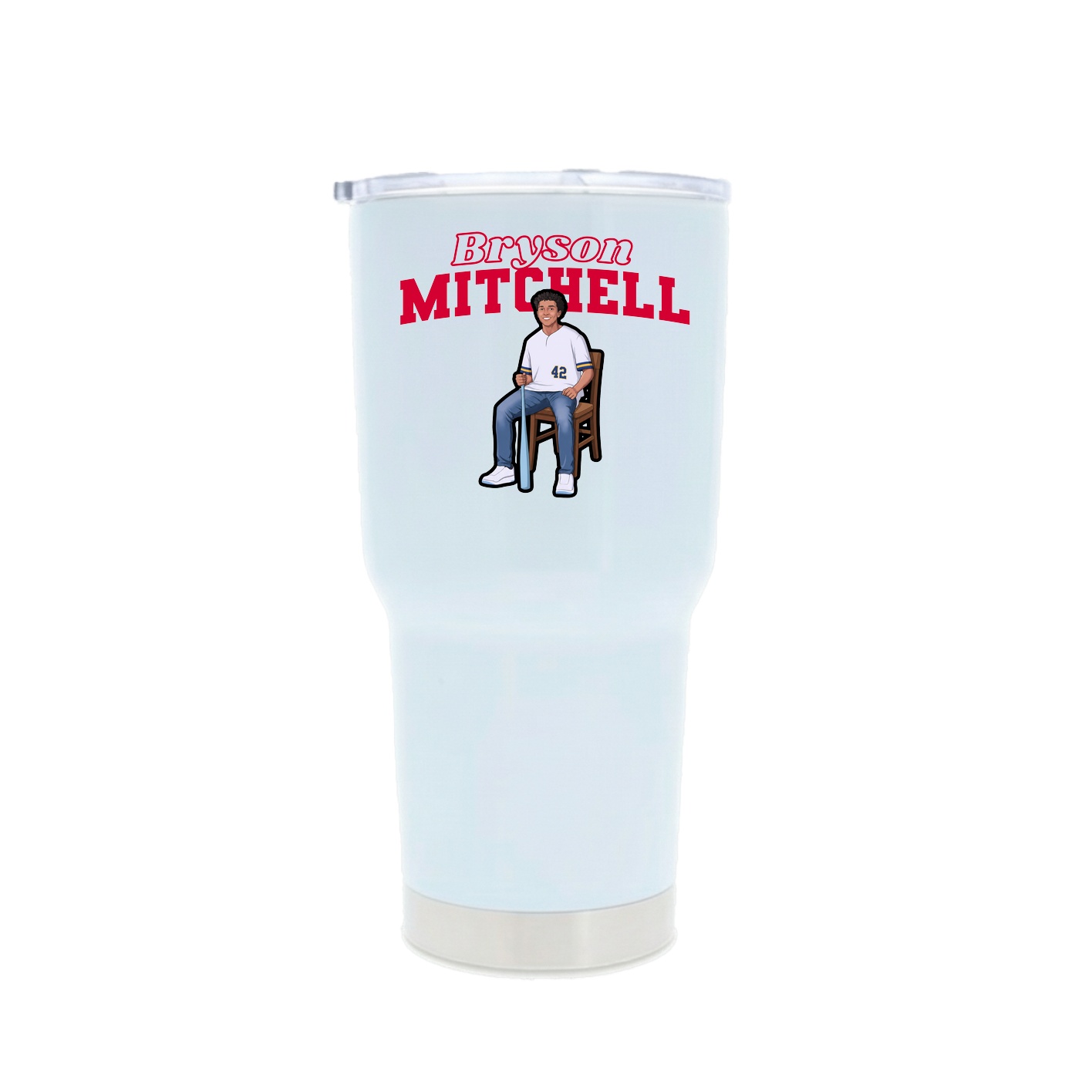 30oz Stainless Steel Tumbler — Name Arch in White
