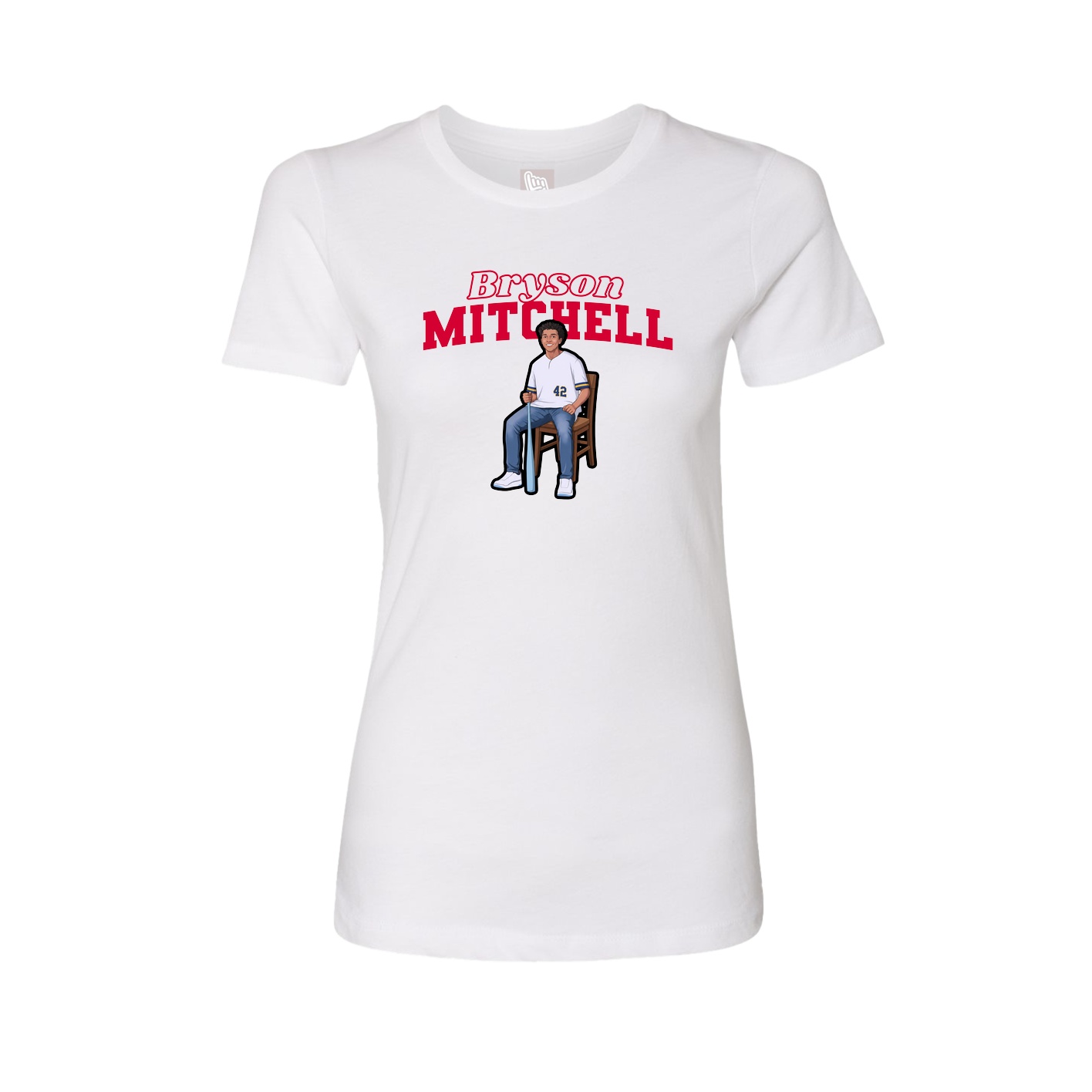 Fitted Women's Tee — Name Arch in White