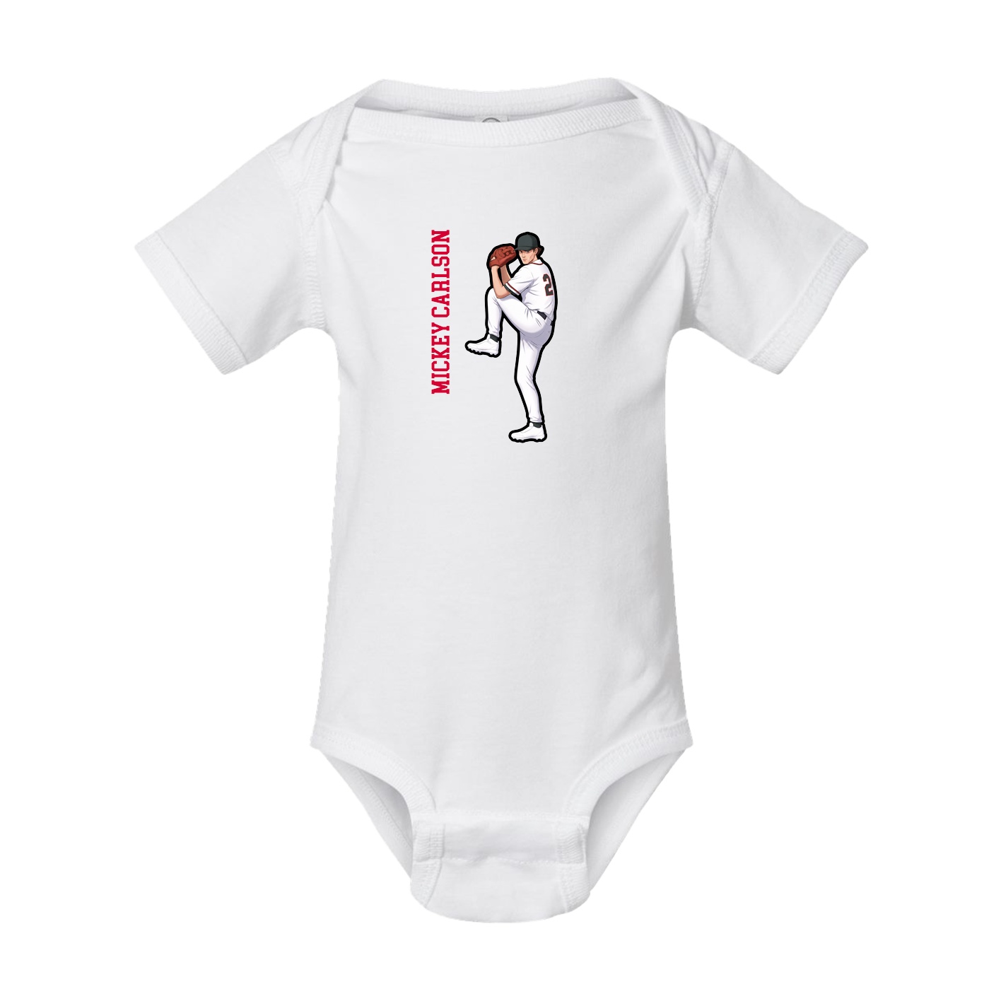 Baby Onesie — Name Vertical in White