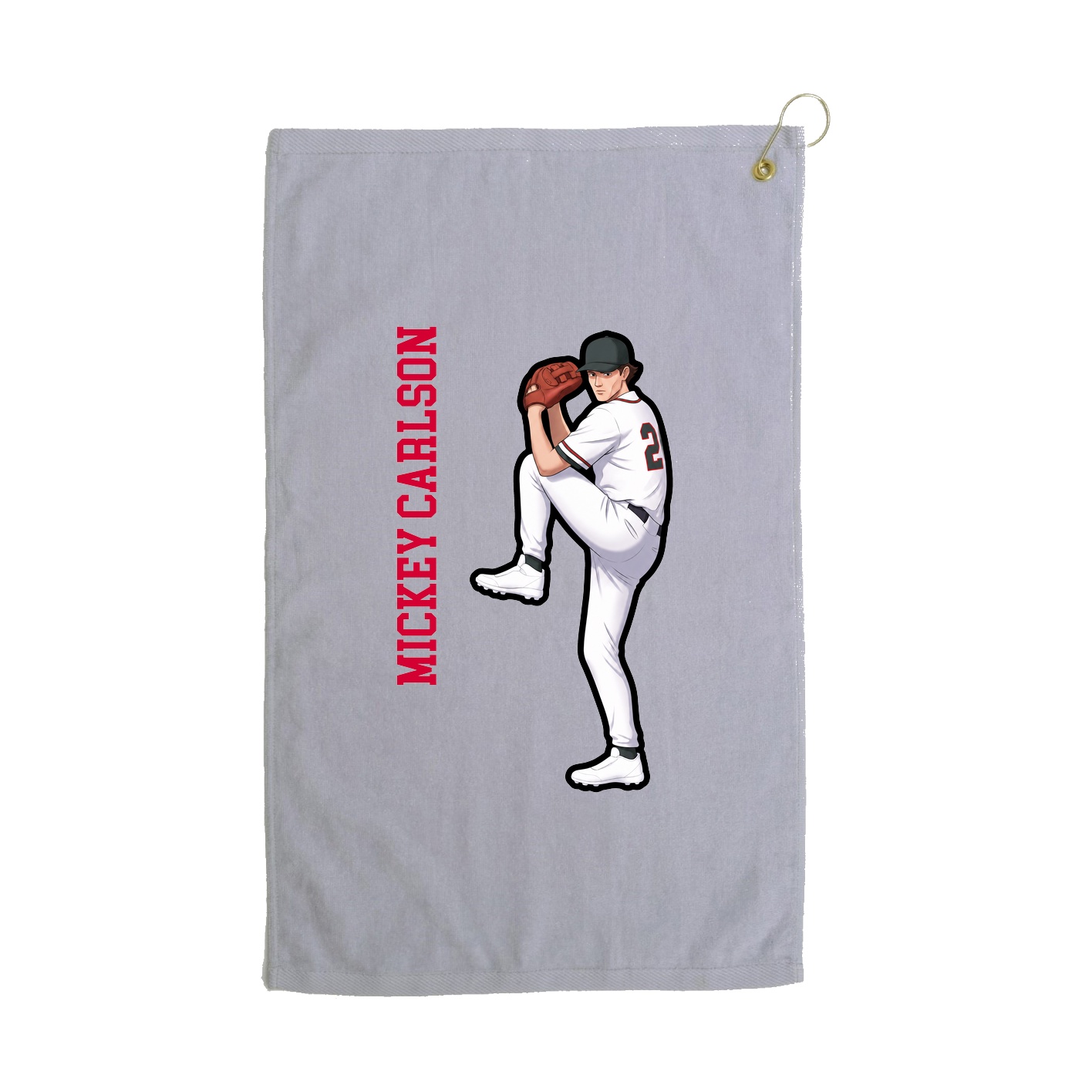 Golf Towel — Name Vertical in Grey