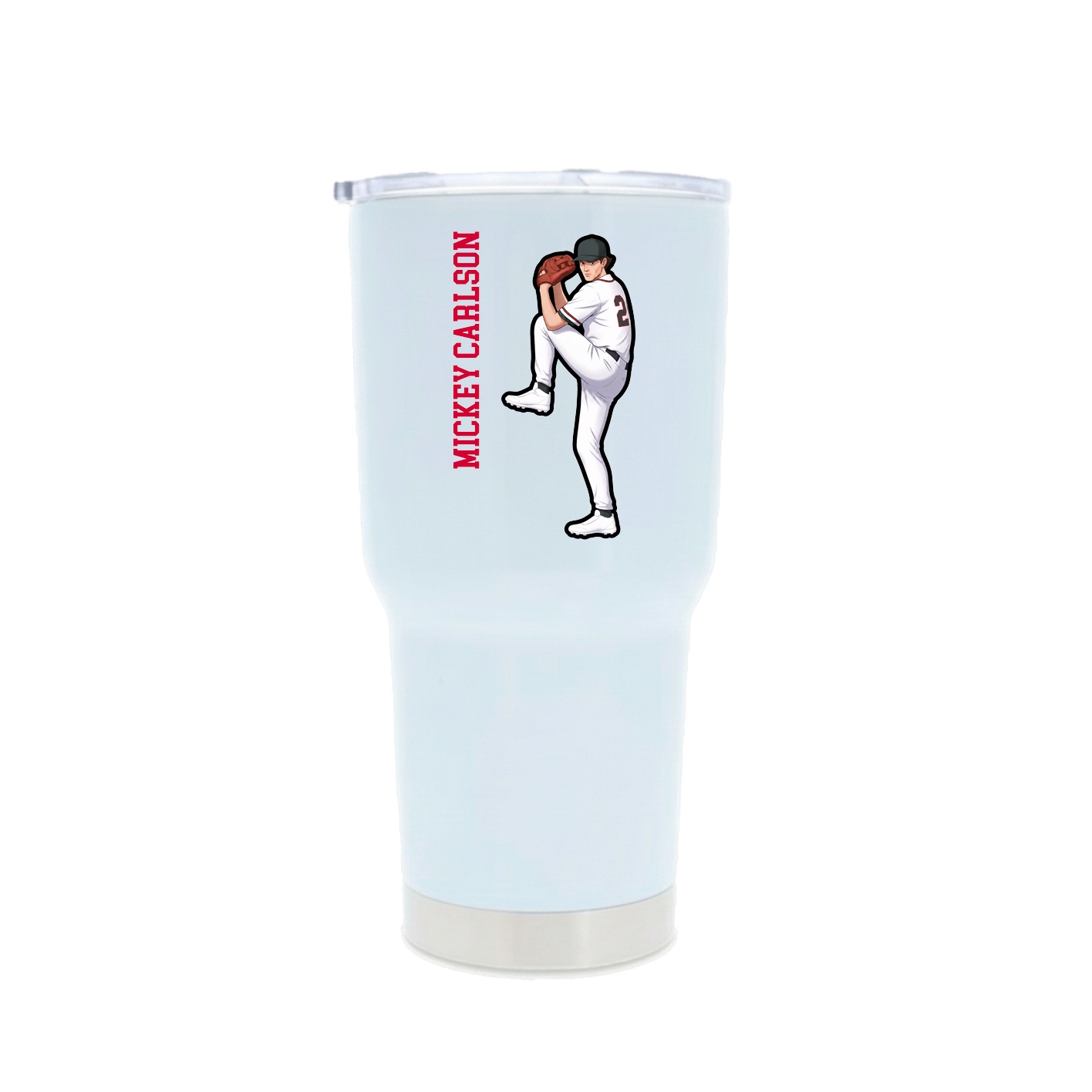 30oz Stainless Steel Tumbler — Name Vertical in White