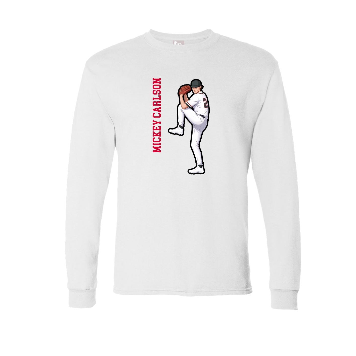 Long Sleeve Tee — Name Vertical in White