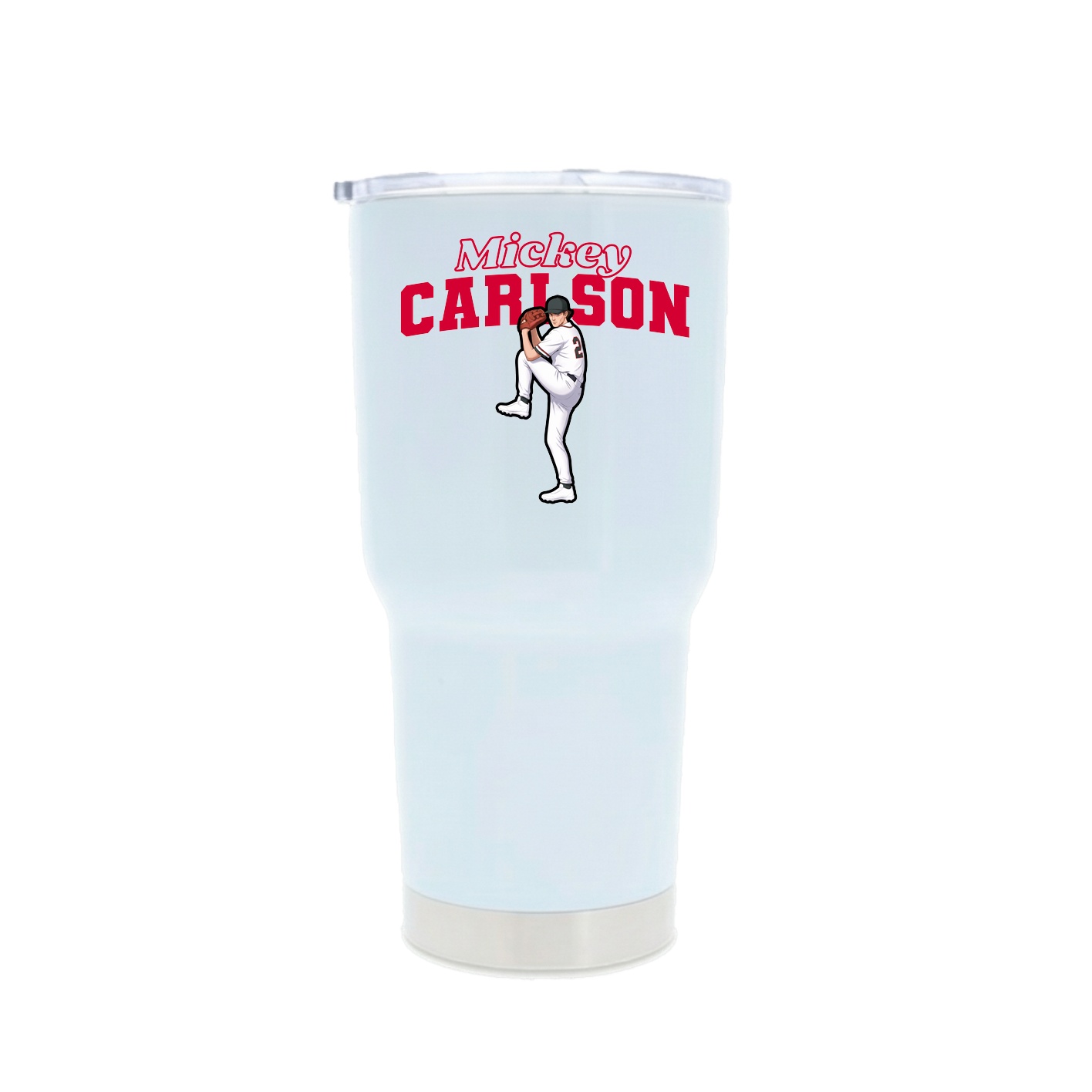 30oz Stainless Steel Tumbler — Name Arch in White
