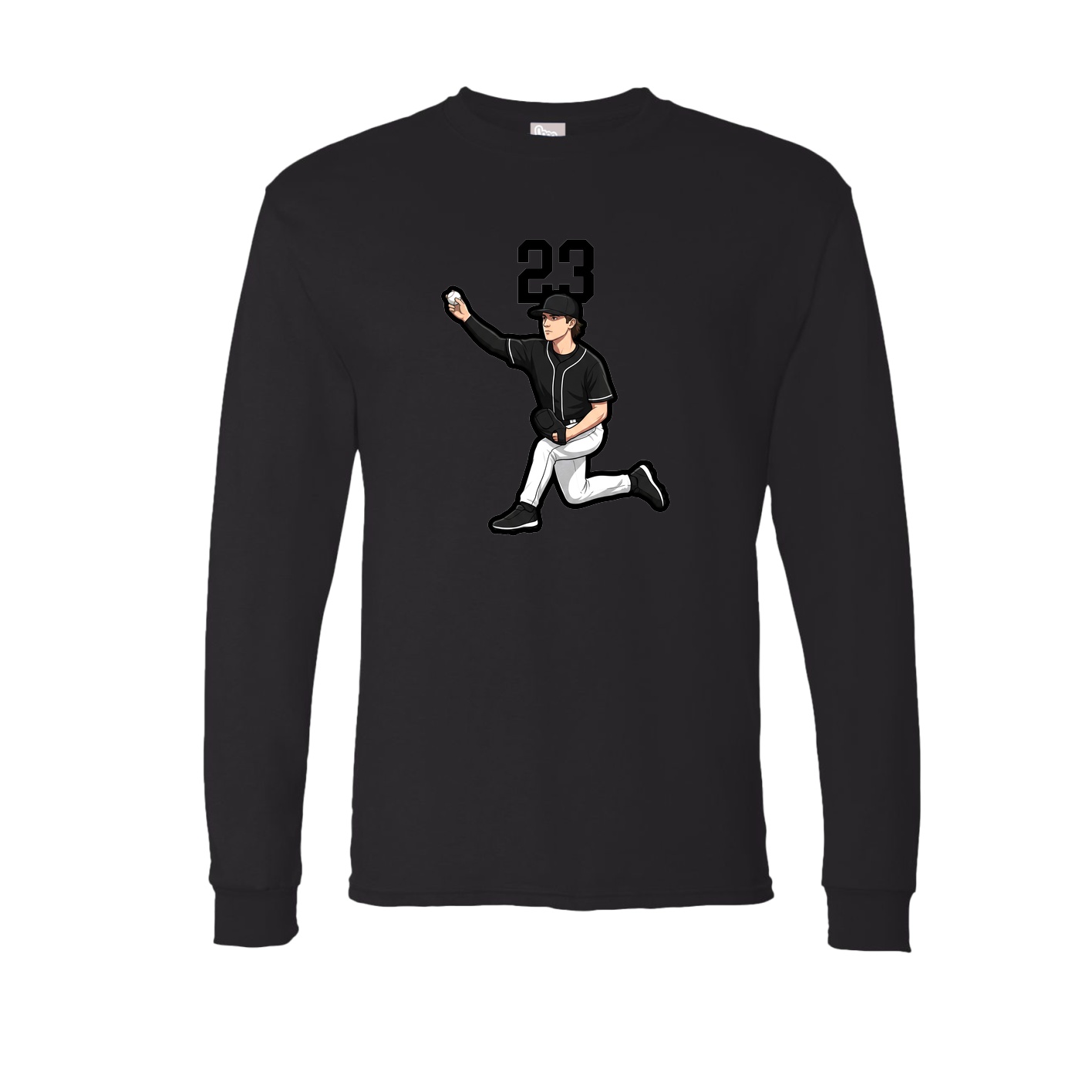 Long Sleeve Tee — Number Top in Black