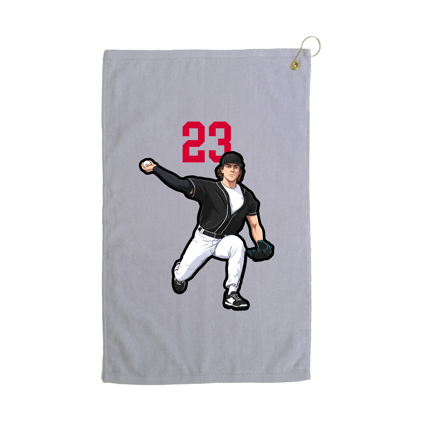 Golf Towel — Number Top in Grey