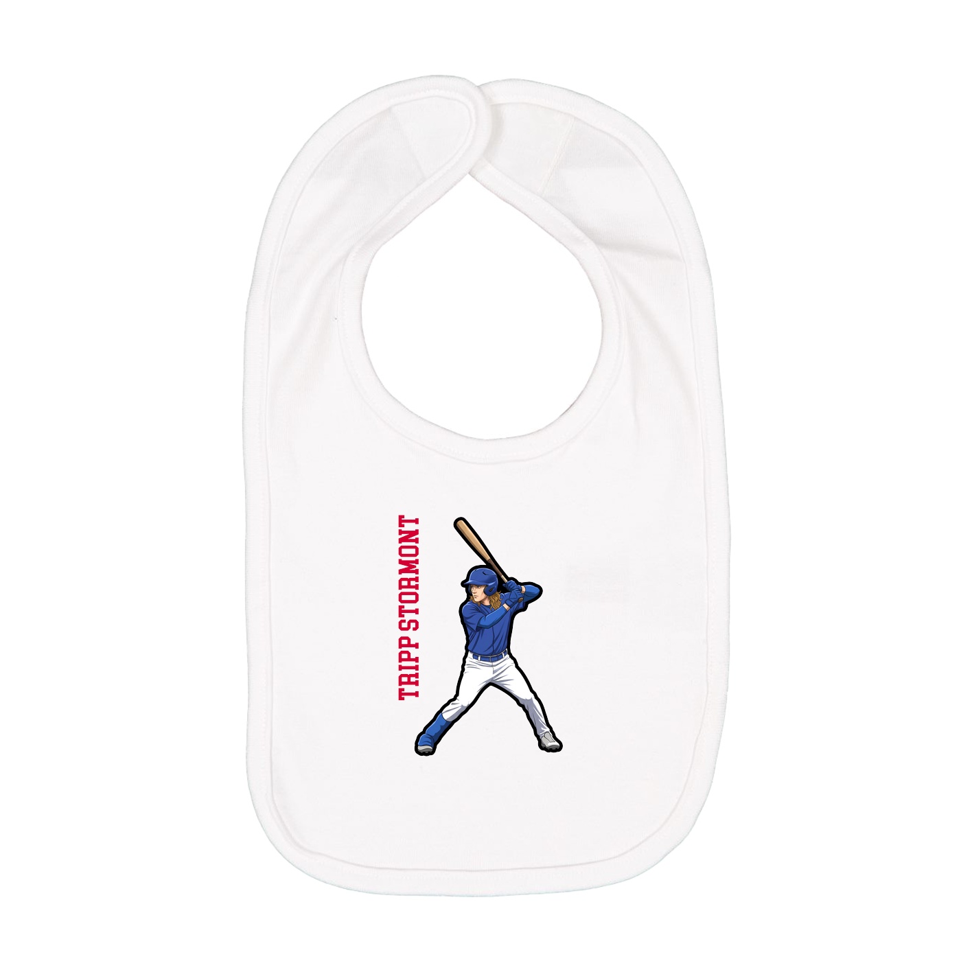 Infant Bib — Name Vertical in White