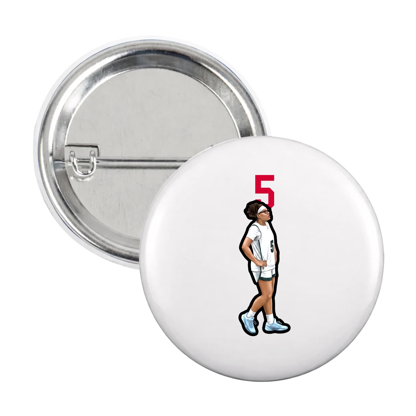 Game Day Button — Number Top in White