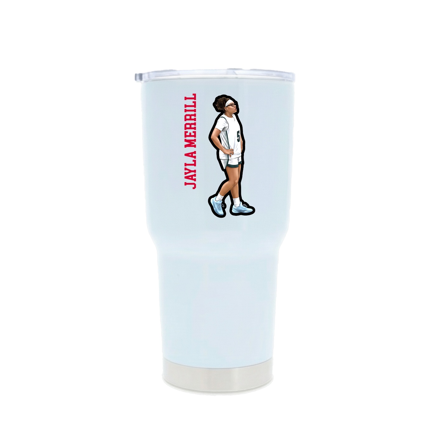 30oz Stainless Steel Tumbler — Name Vertical in White