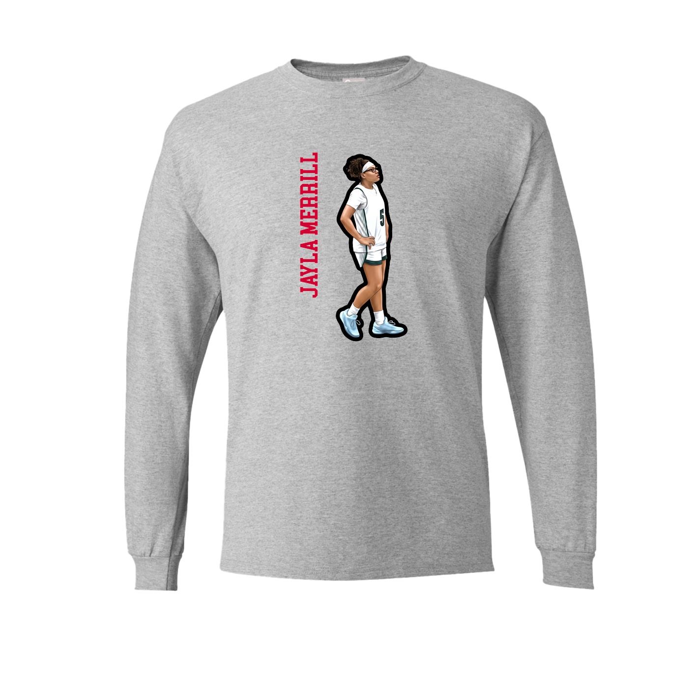 Long Sleeve Tee — Name Vertical in Grey