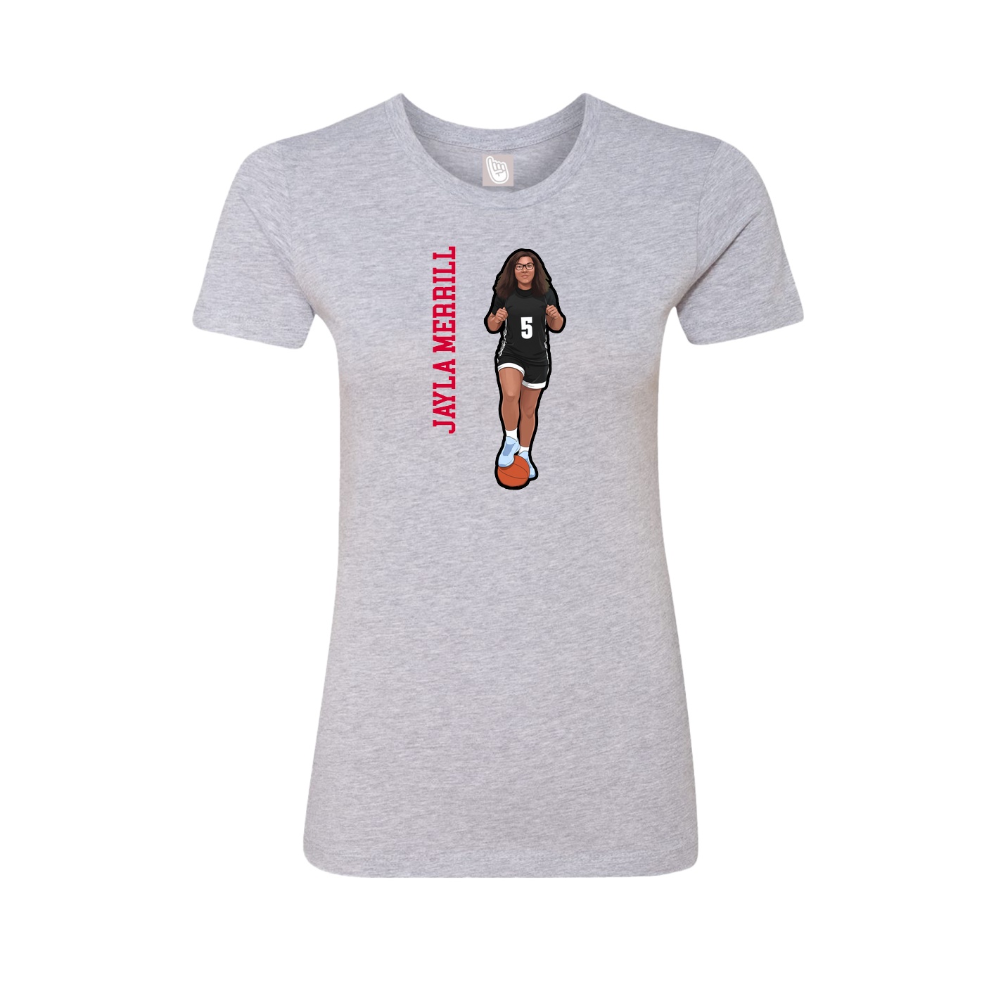 Fitted Women's Tee — Name Vertical in Grey
